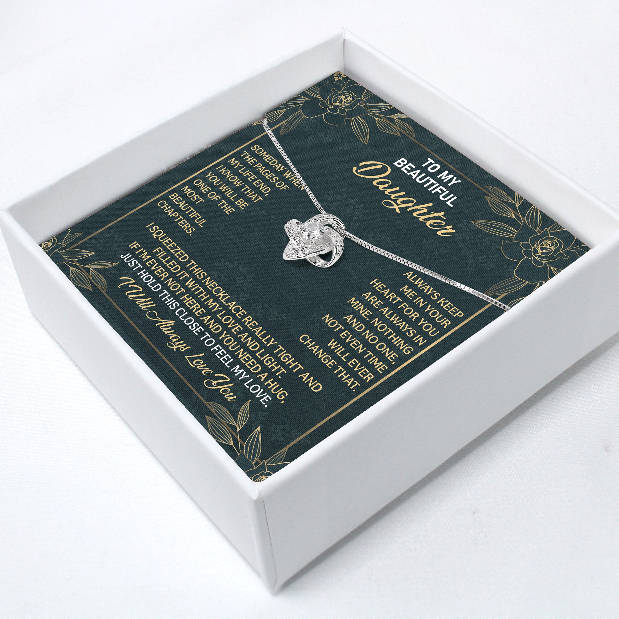 Sterling Silver Infinity Knot Necklace with Personalized Message Card – Perfect Gift for Daughter’s Love and Connection - Image 2