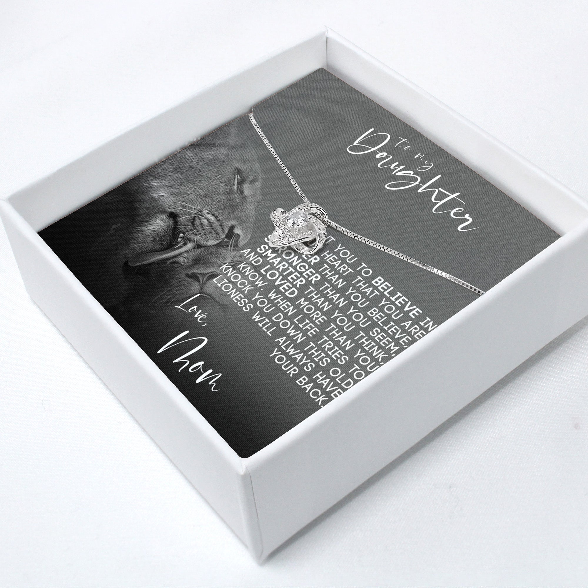 Personalized Mother-Daughter Necklace with Inspirational Message Card and Lioness Imagery – Perfect for Heartfelt Gift Giving - Image 2