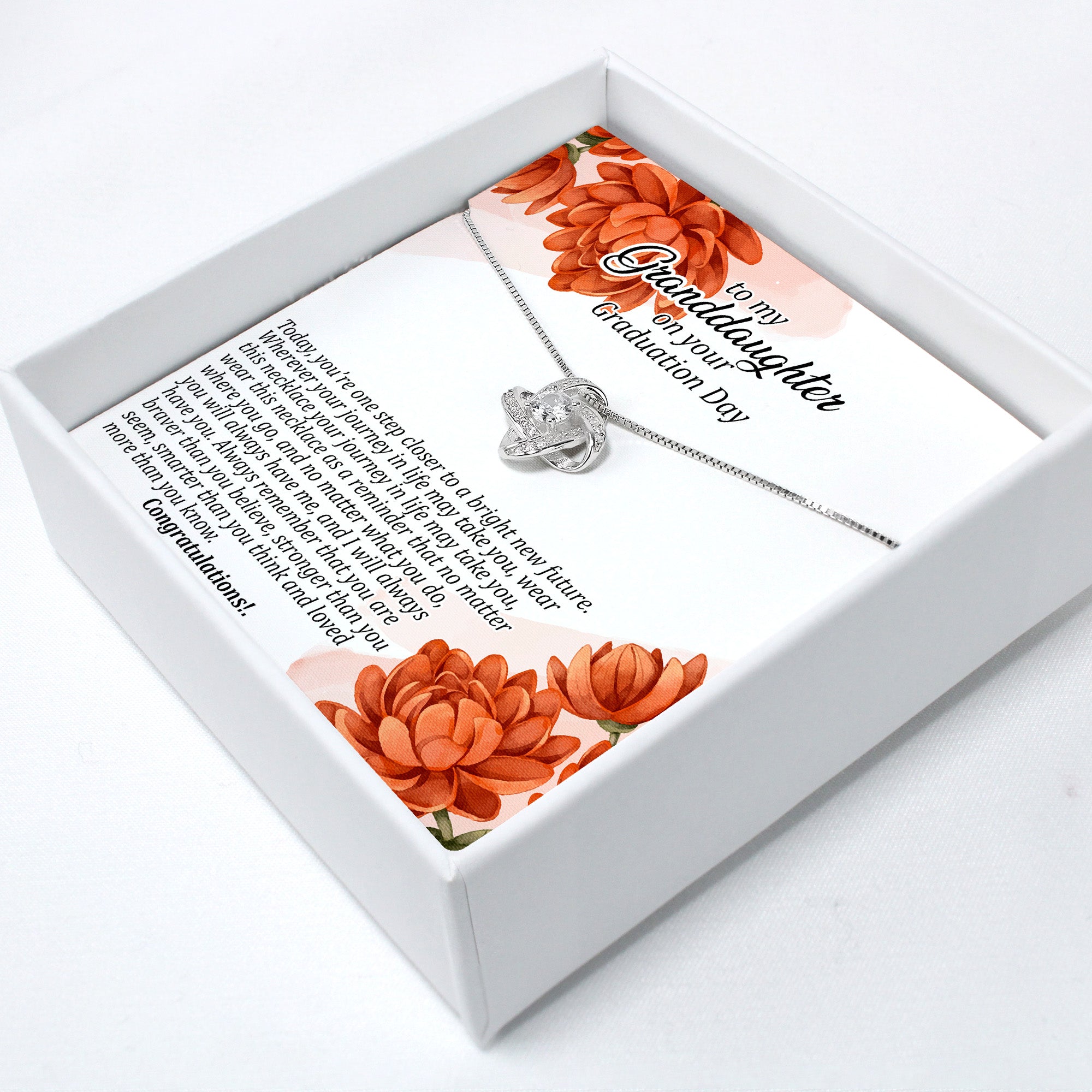 Elegant Personalized Granddaughter Graduation Necklace with Inspiring Message Card | Silver Infinity Pendant - Image 2