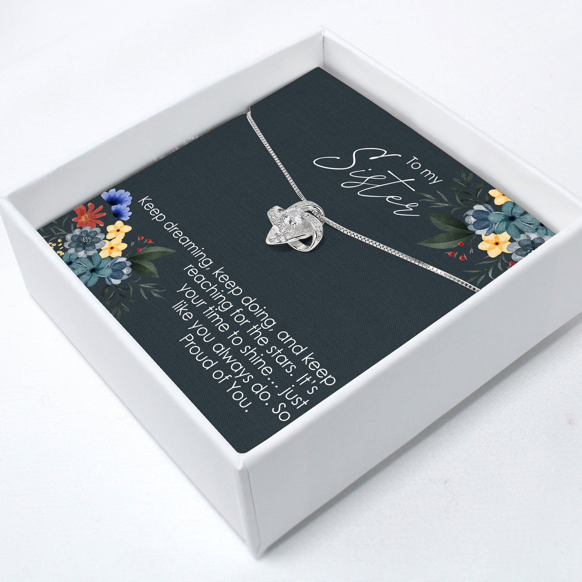 Personalized Sister Knot Necklace with Inspirational Message Card – Elegant Jewelry Gift for Special Occasions - Image 2