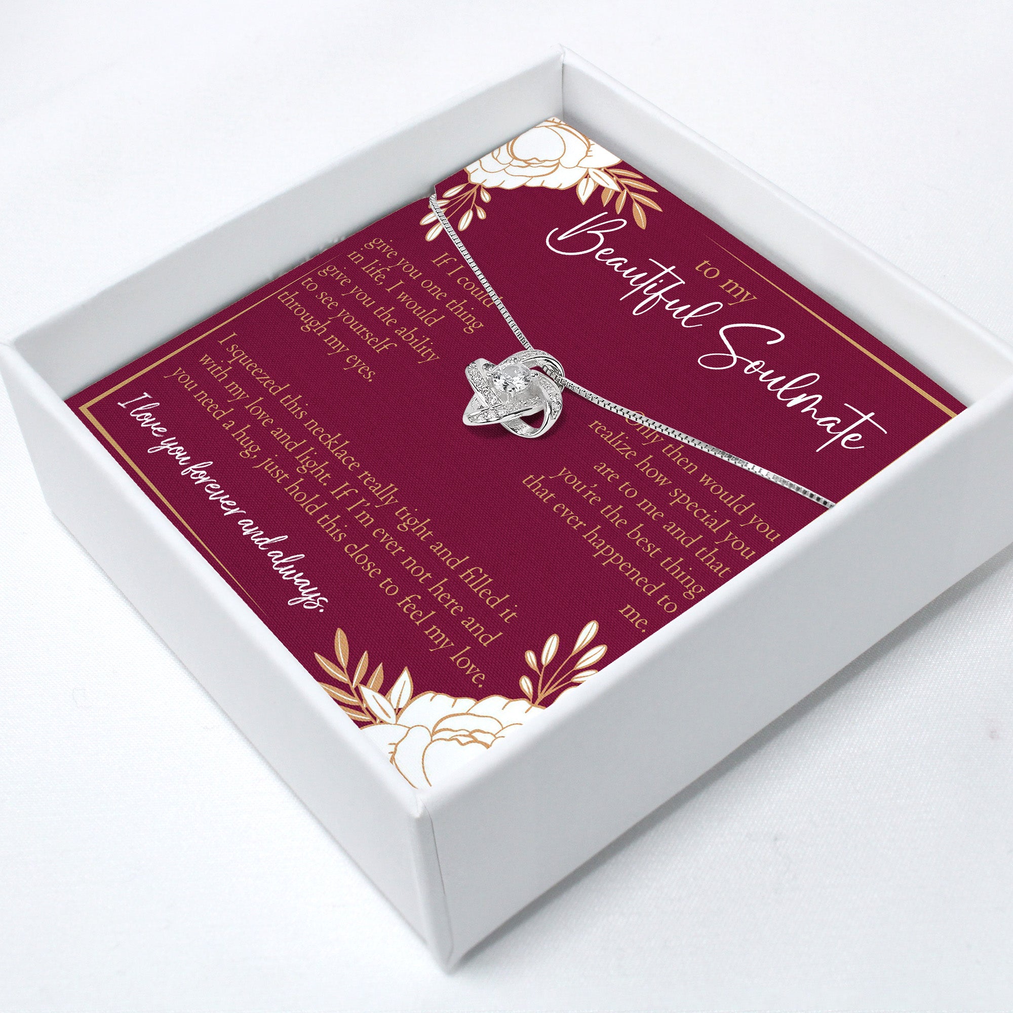 "Personalized Sterling Silver Soulmate Necklace Gift Set with Heartfelt Message Card - Perfect for Anniversaries, Birthdays, and Special Occasions" - Image 2