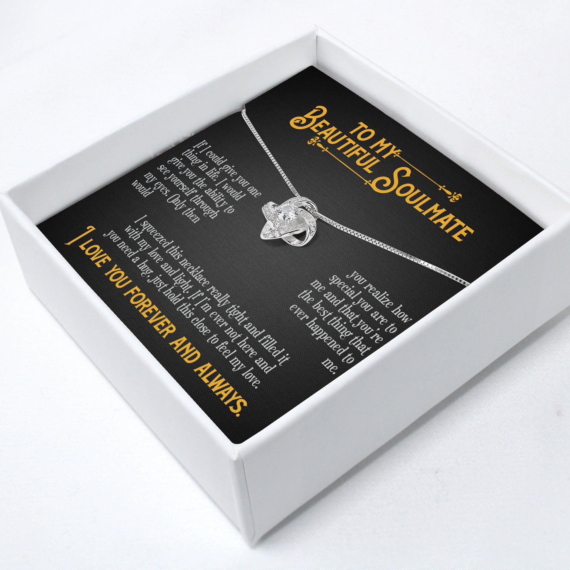 Personalized Soulmate Necklace Gift - Premium Sterling Silver Knot Pendant with Heartfelt Message Card for Your Special Someone - Image 2