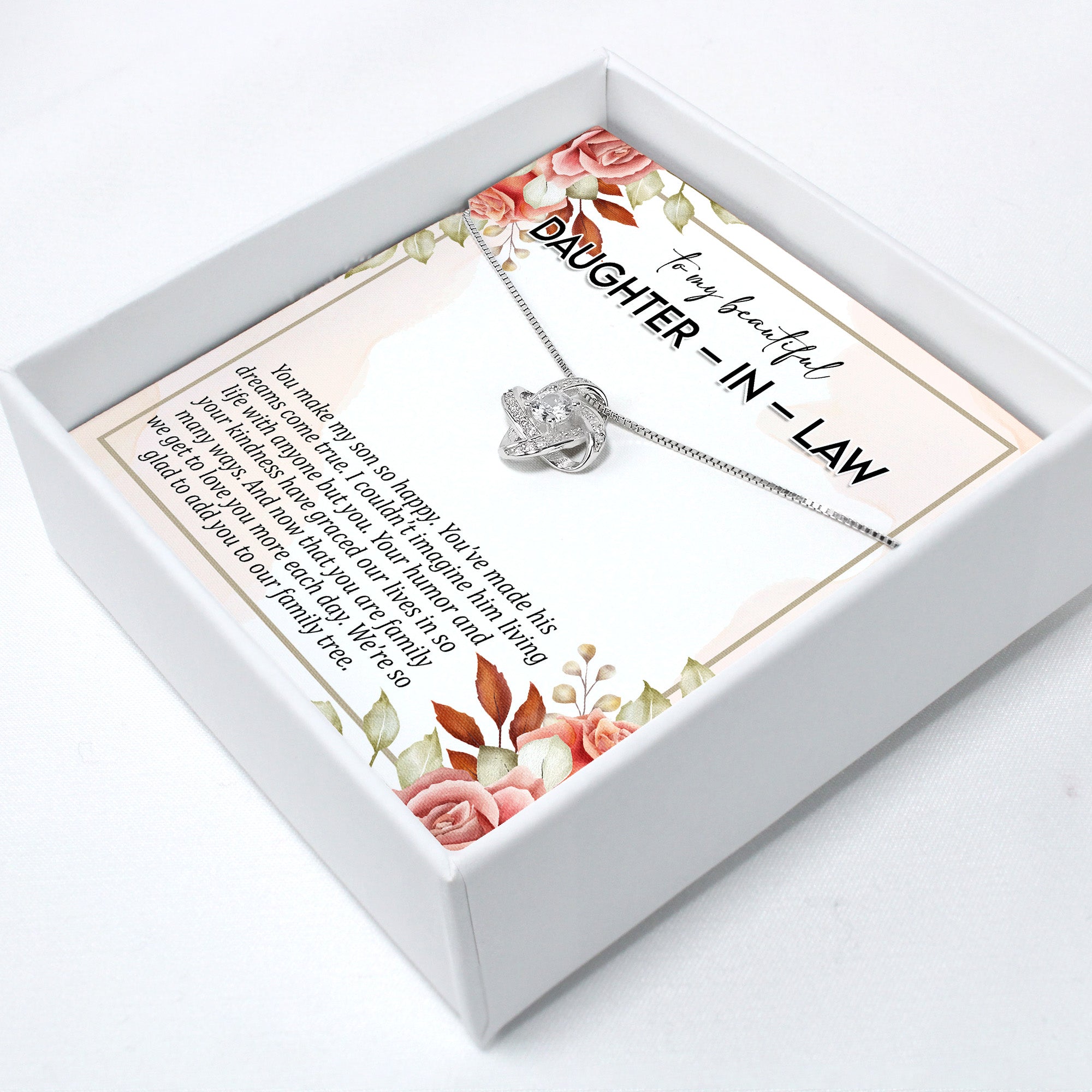 Elegant Personalized Daughter-in-Law Necklace with Heartfelt Message Card - Perfect Wedding & Family Gift - Image 2