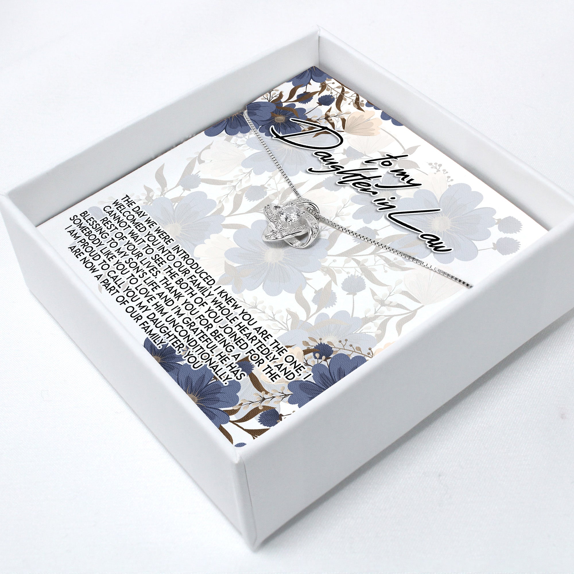 Personalized Daughter-in-Law Necklace with Heartfelt Message Card | Elegant Floral Design | Perfect Gift for Weddings & Special Occasions - Image 2