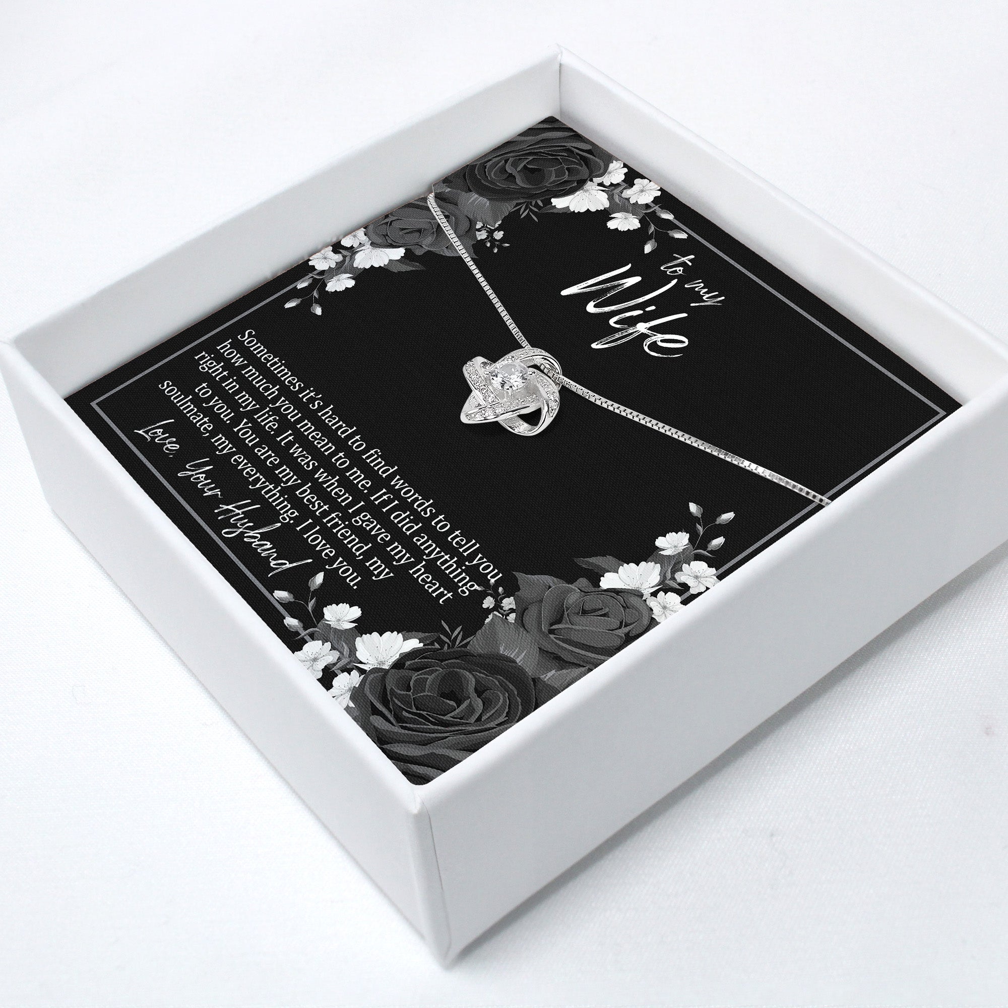 Elegant Personalized Necklace with Heartfelt Message for Wife - Sterling Silver Infinity Knot Pendant - Image 2