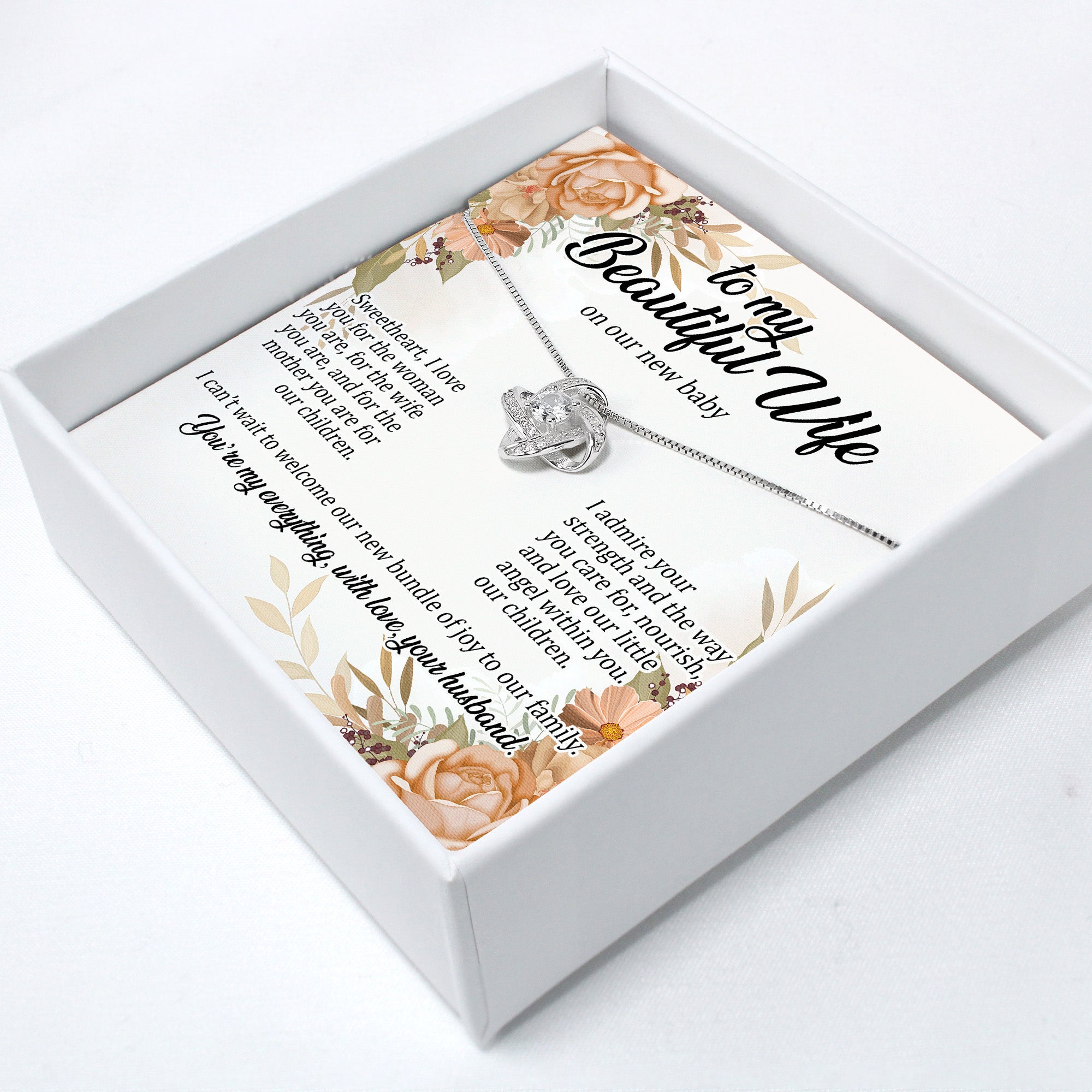 Personalized Necklace with Message Card for Wife – Thoughtful Gift for New Baby Arrival - Image 2