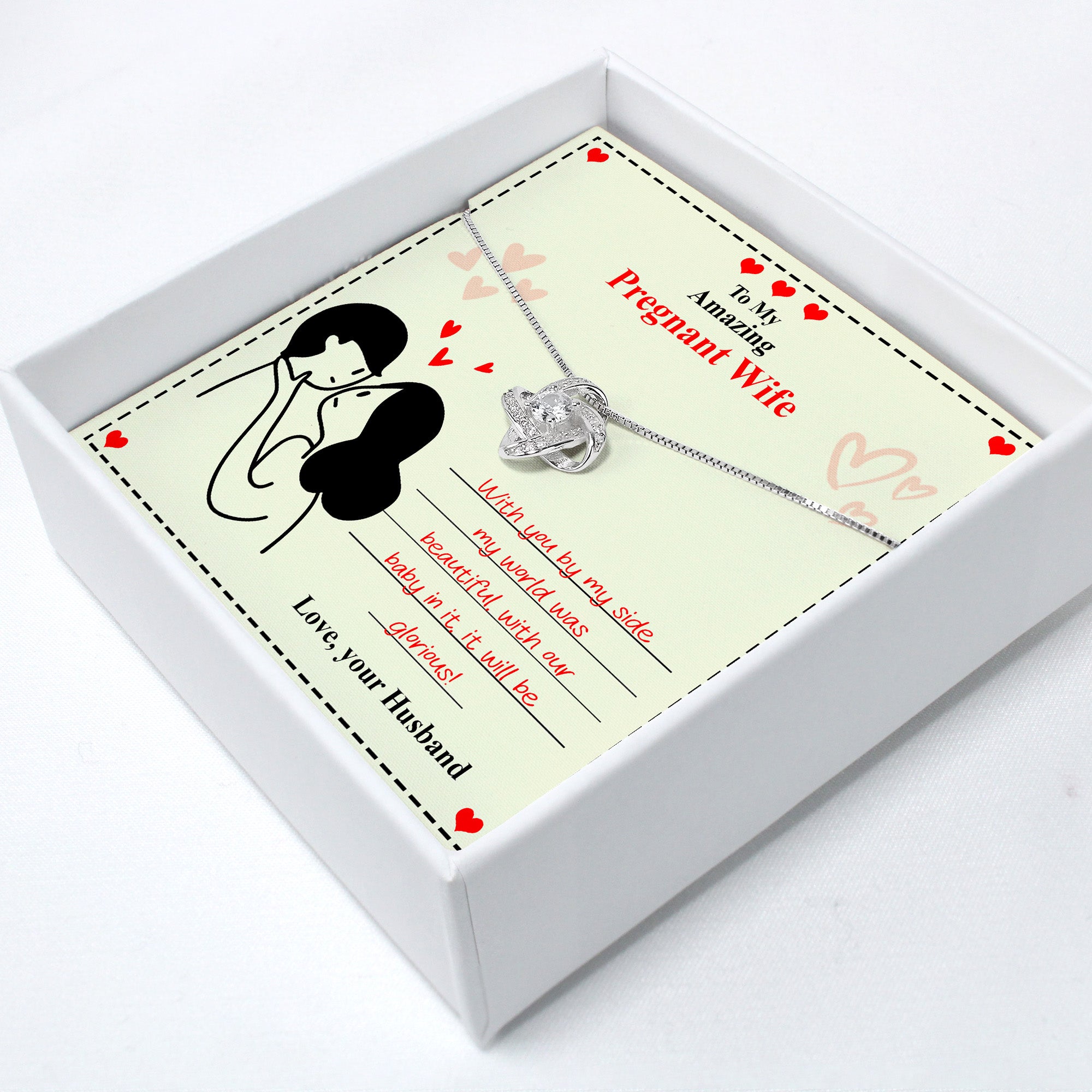 Elegant Personalized Necklace for Pregnant Wife - Thoughtful Gift with Heartfelt Message for Special Moments - Image 2