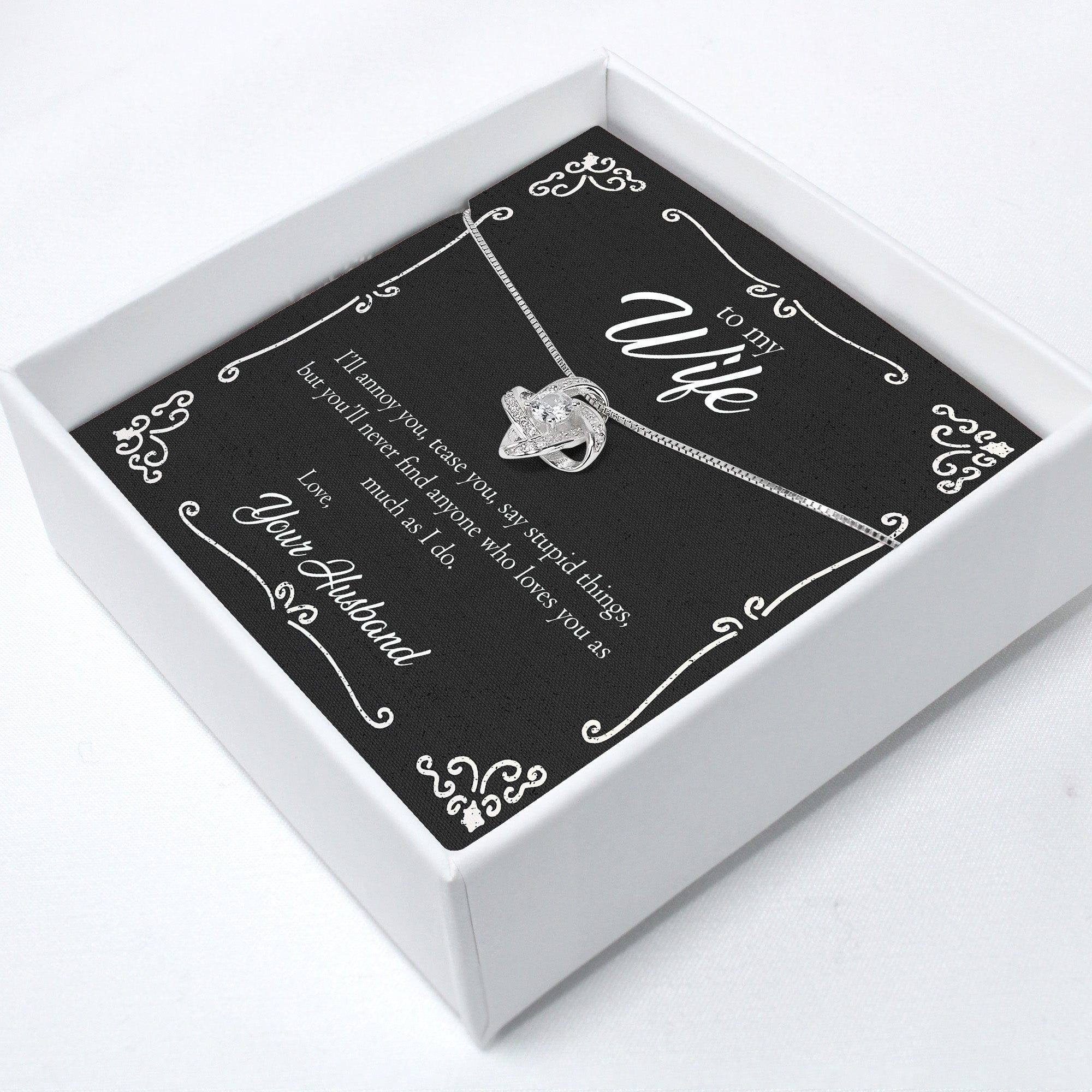 Personalized "To My Wife" Necklace with Sterling Silver Knot Pendant – Perfect Gift for Anniversaries, Birthdays & Special Occasions - Image 2