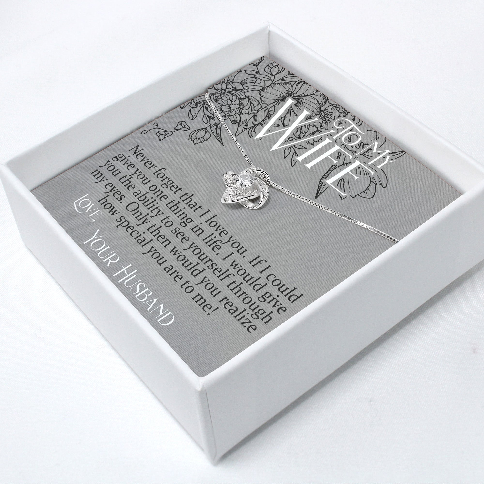 Personalized Love Knot Necklace for Wife with Heartfelt Message Card - Perfect Anniversary or Birthday Gift - Image 2