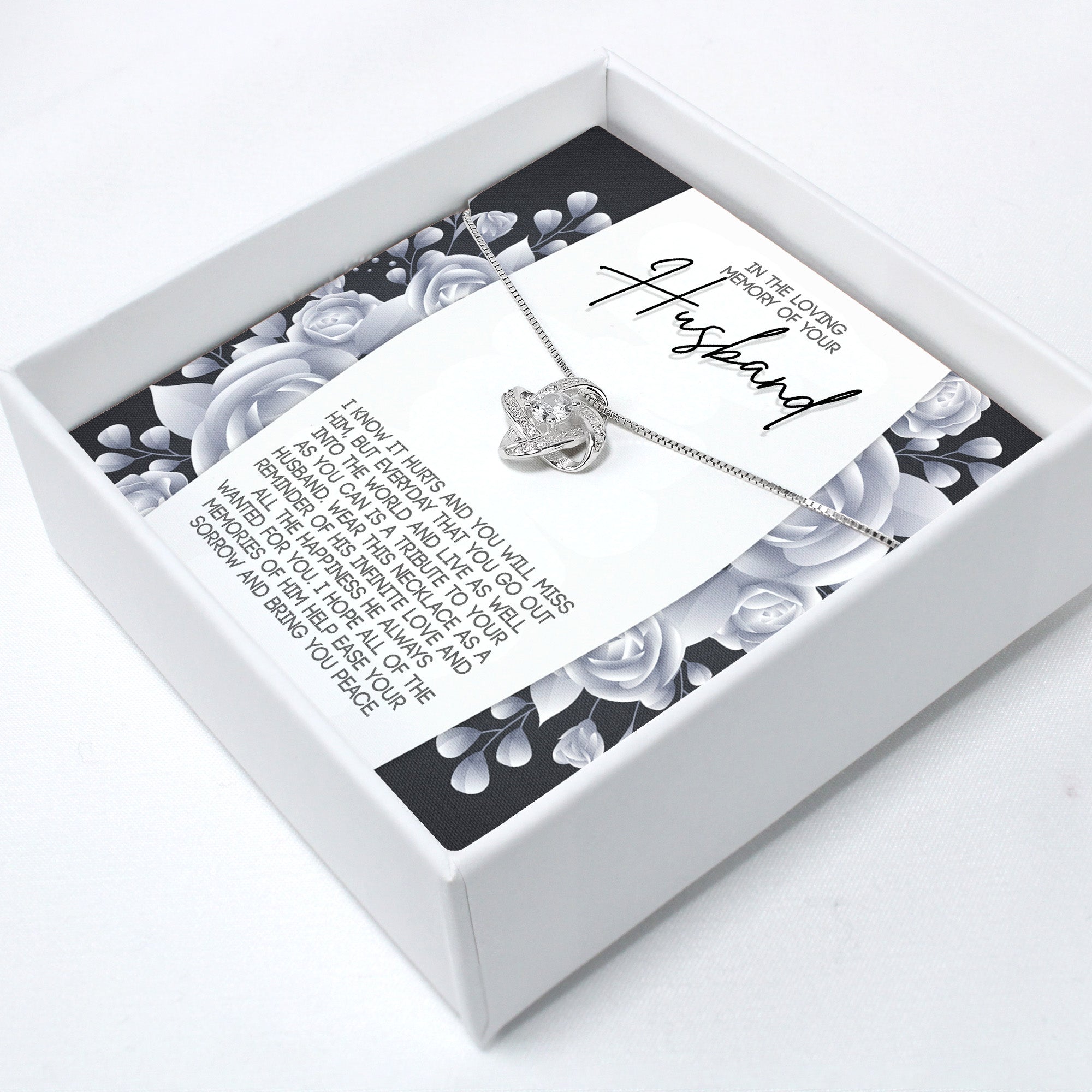 Elegant Memorial Necklace for Husband - Personalized Sympathy Gift with Engraved Pendant and Comforting Message - Image 2