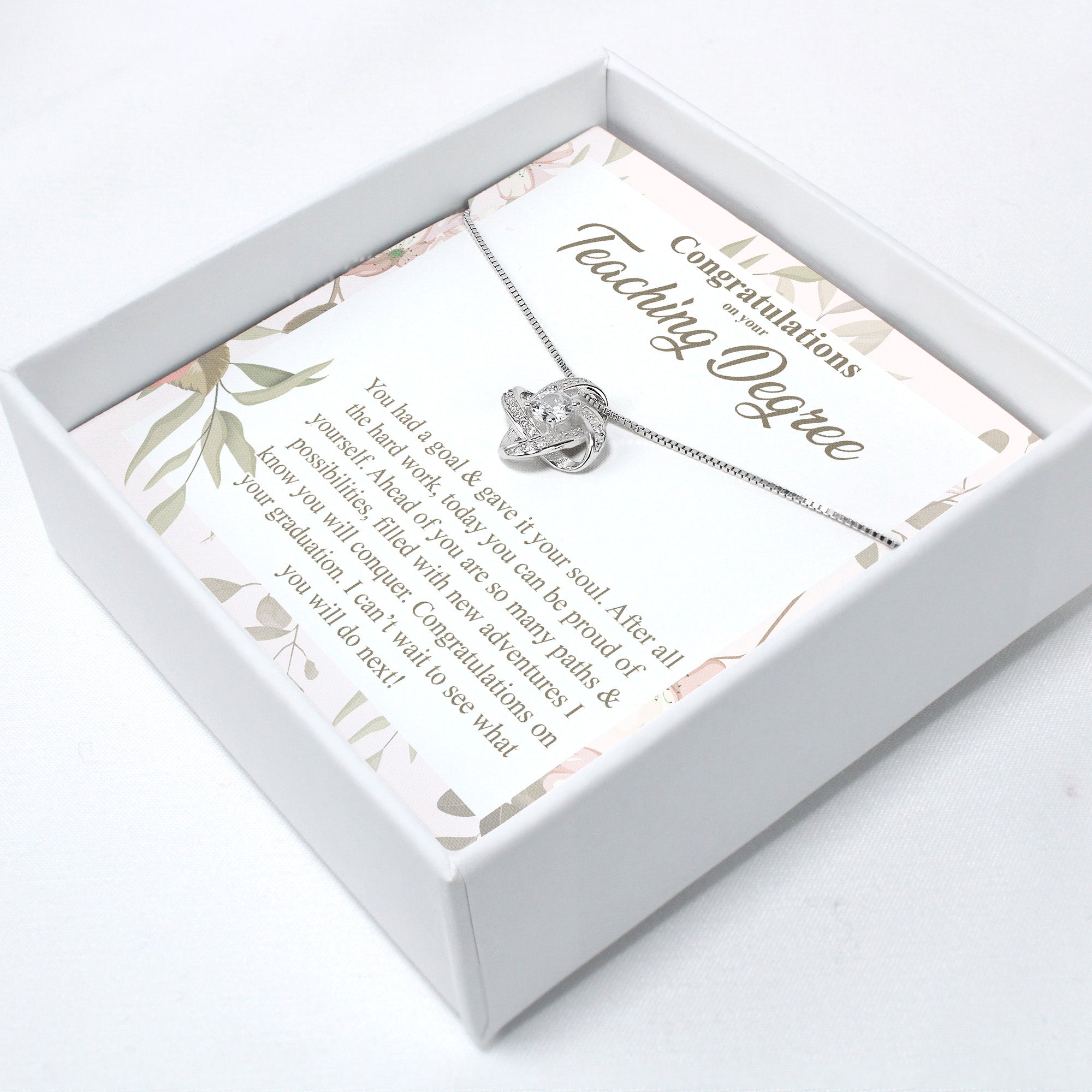 Personalized Sterling Silver Necklace with Teaching Degree Congratulations Card – Perfect Graduation Gift for Teachers - Image 2