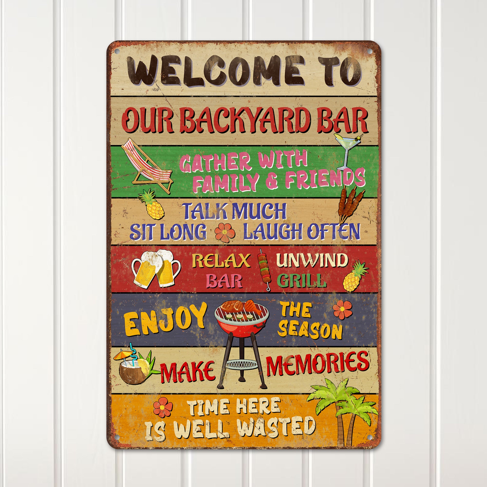 Personalized Rustic Metal Backyard Bar Sign | Handmade Vintage Decor for Home Entertaining & Gift Ideas - Image 2