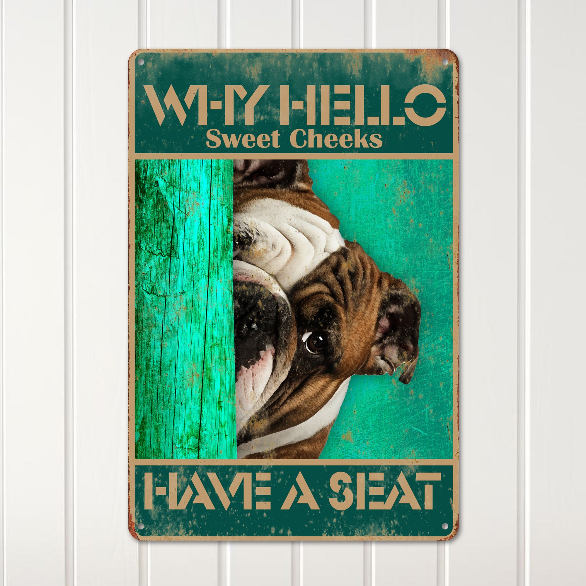 Personalized "Why Hello Sweet Cheeks" Rustic Metal Dog Sign - Custom Greeting Plaque for Home Decor, Perfect for Dog Lovers - Image 2
