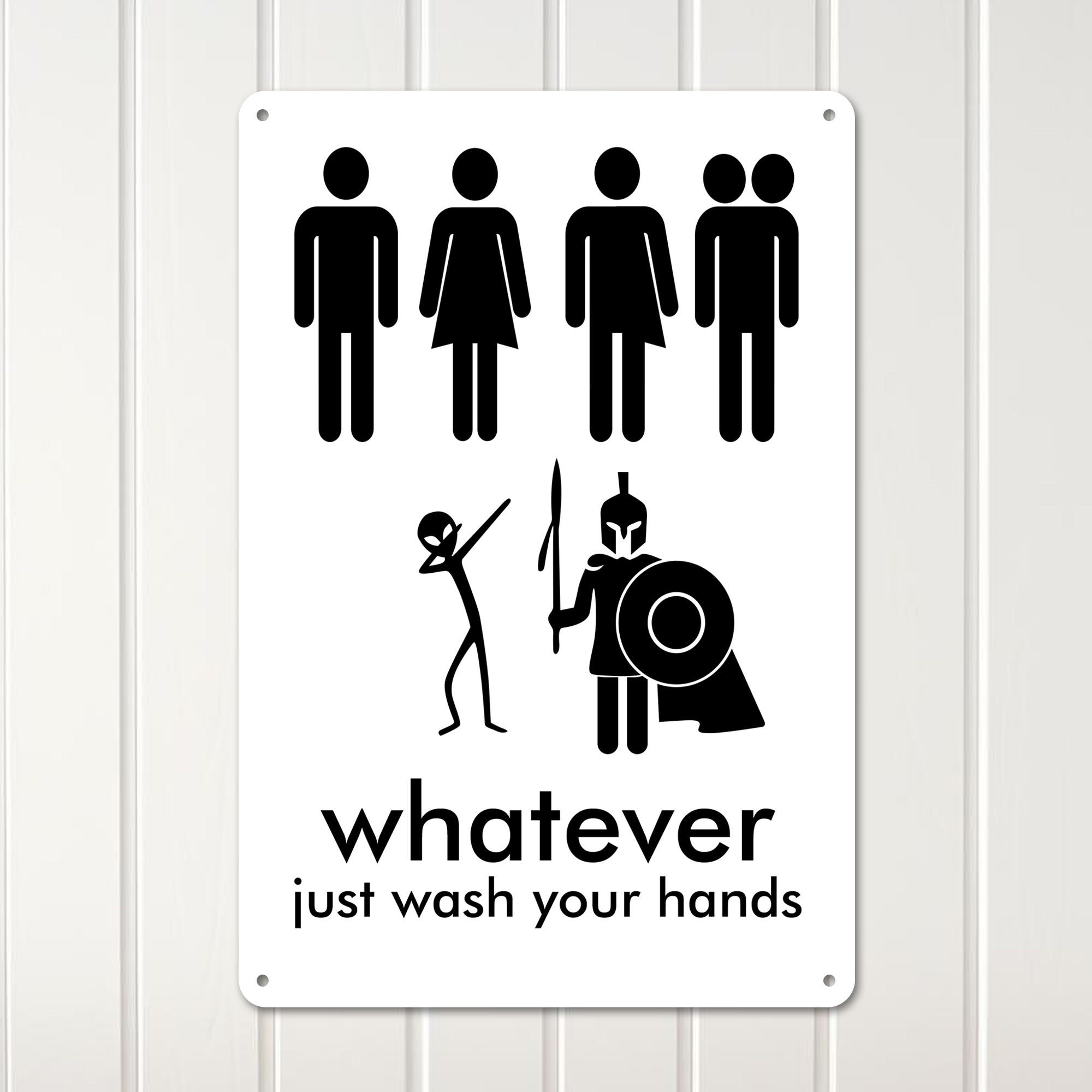 Personalized Humorous Metal Bathroom Sign - "Whatever, Just Wash Your Hands" - Unique Rustic Decor for All Genders and Styles - Image 3