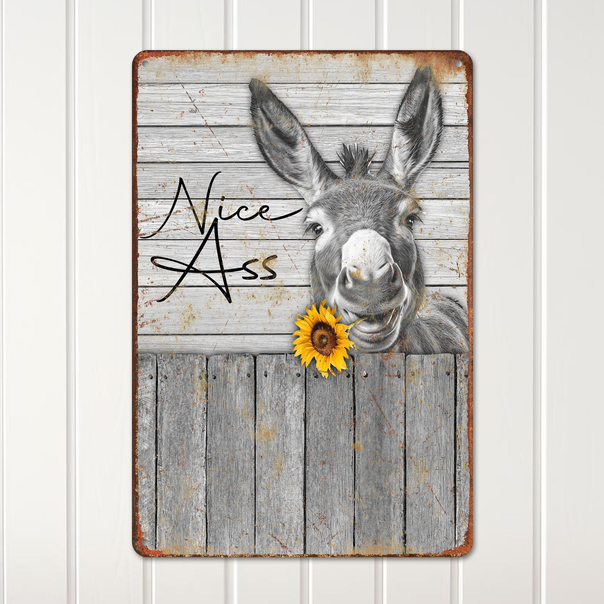 Personalized Rustic Metal Sign with Humorous Donkey Design – Perfect Custom Gift for Animal Lovers, Handmade Rustic Wall Decor - Image 2