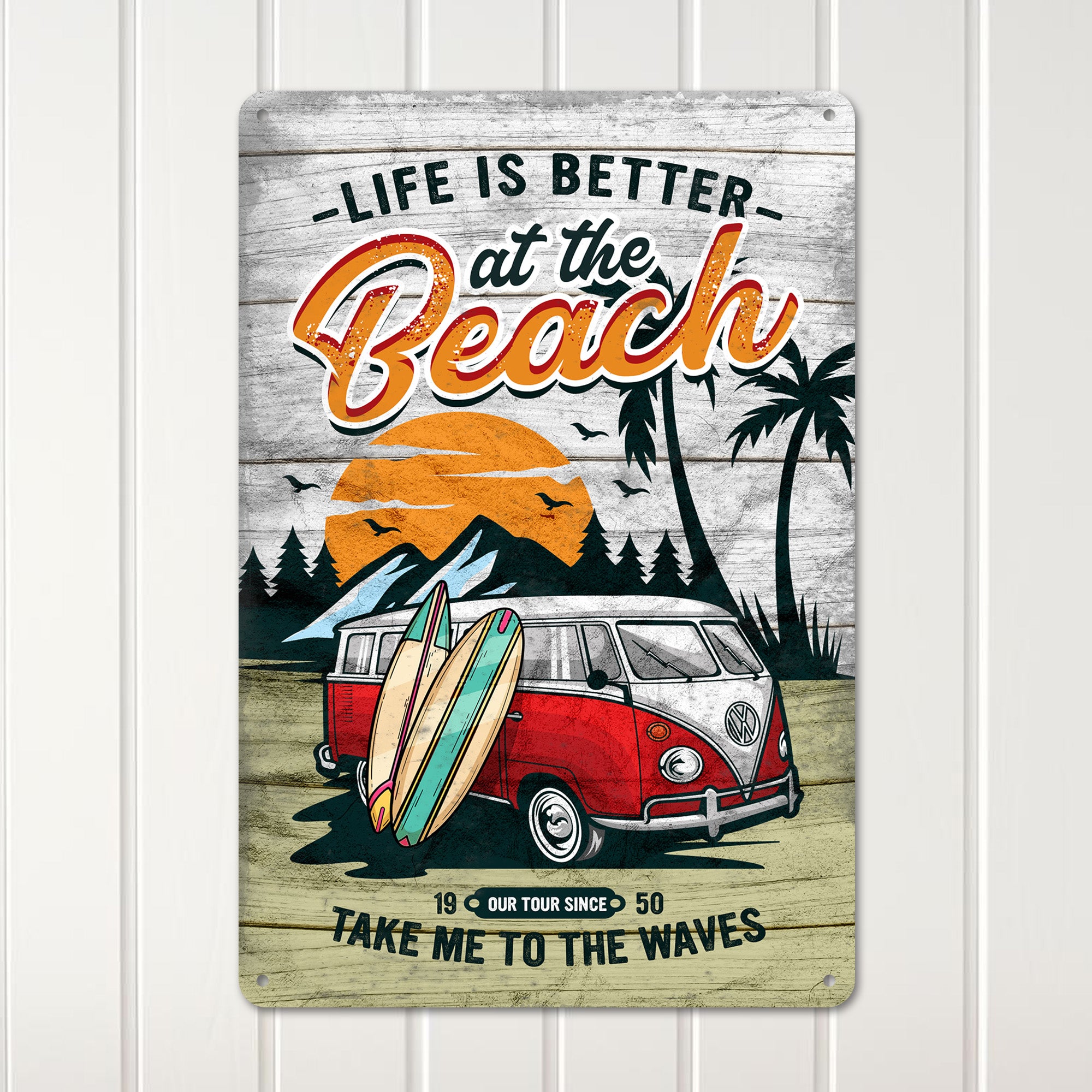 Personalized "Life is Better at the Beach" Surf Van Metal Sign - Customizable Gift for Beach Lovers & Outdoor Enthusiasts - Image 2
