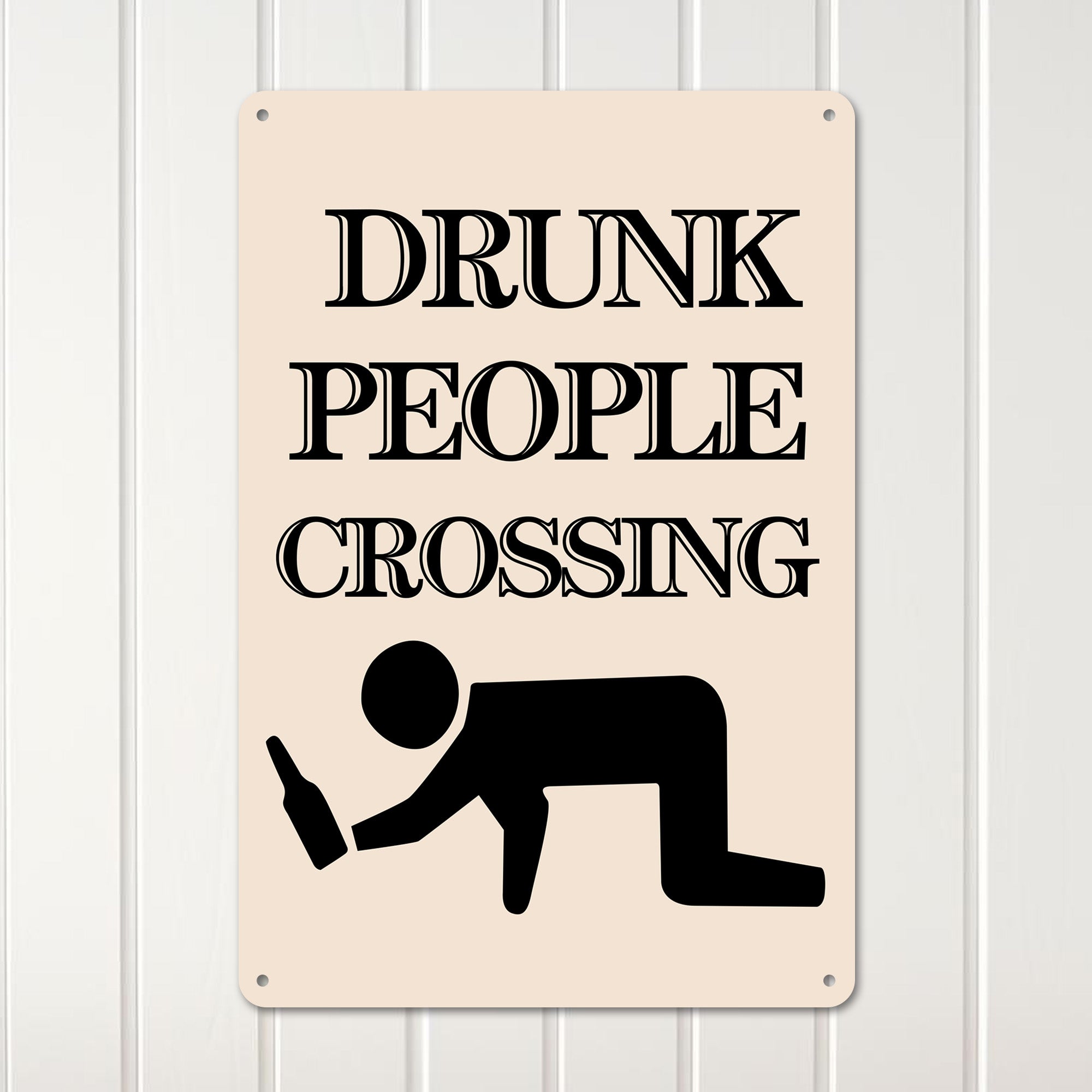 Personalized Vintage-Style "Drunk People Crossing" Metal Sign – Customizable Humor Gift for Home Bars and Man Caves - Image 3