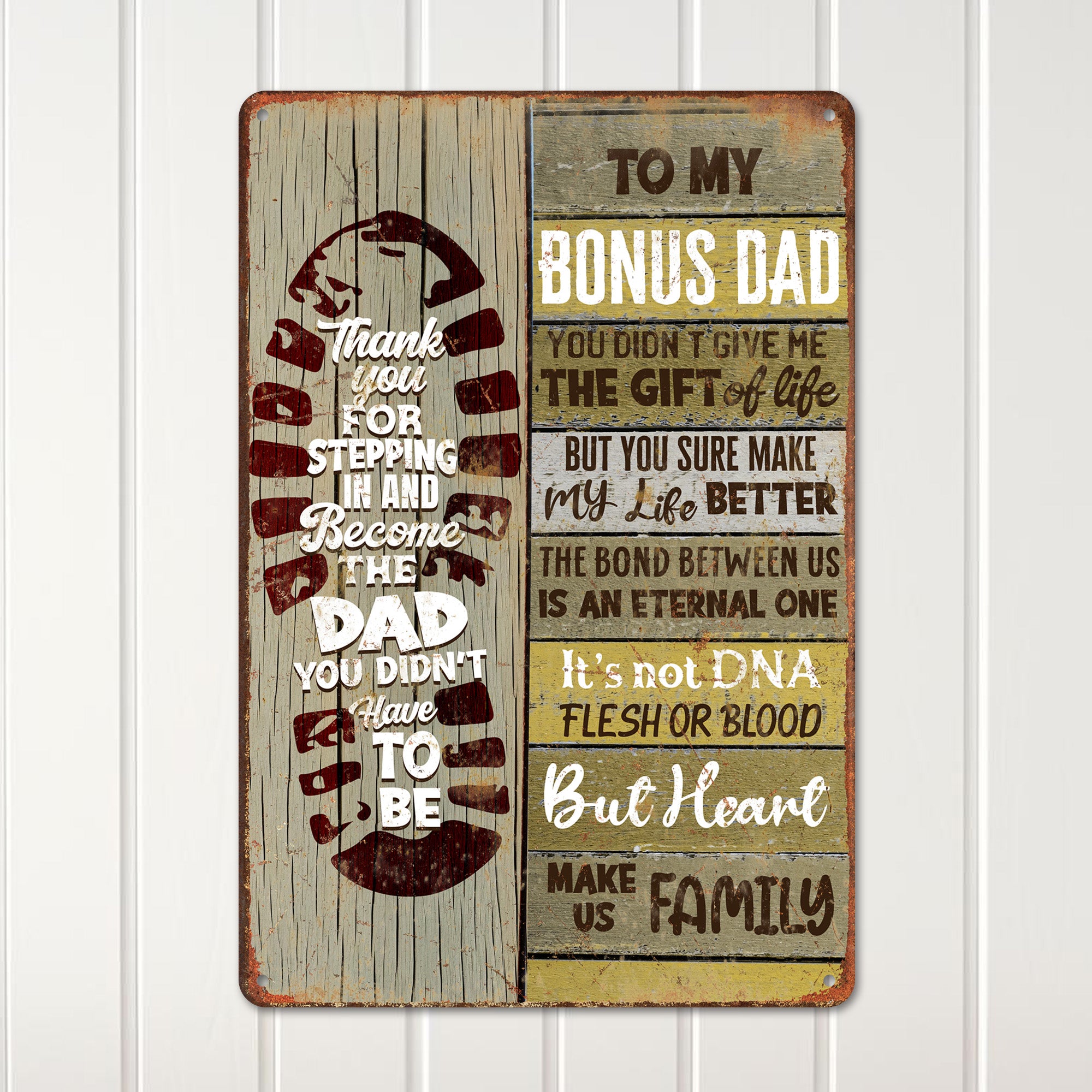 Personalized Rustic Metal Sign for Bonus Dad - Heartfelt Gift of Gratitude and Love - Image 2