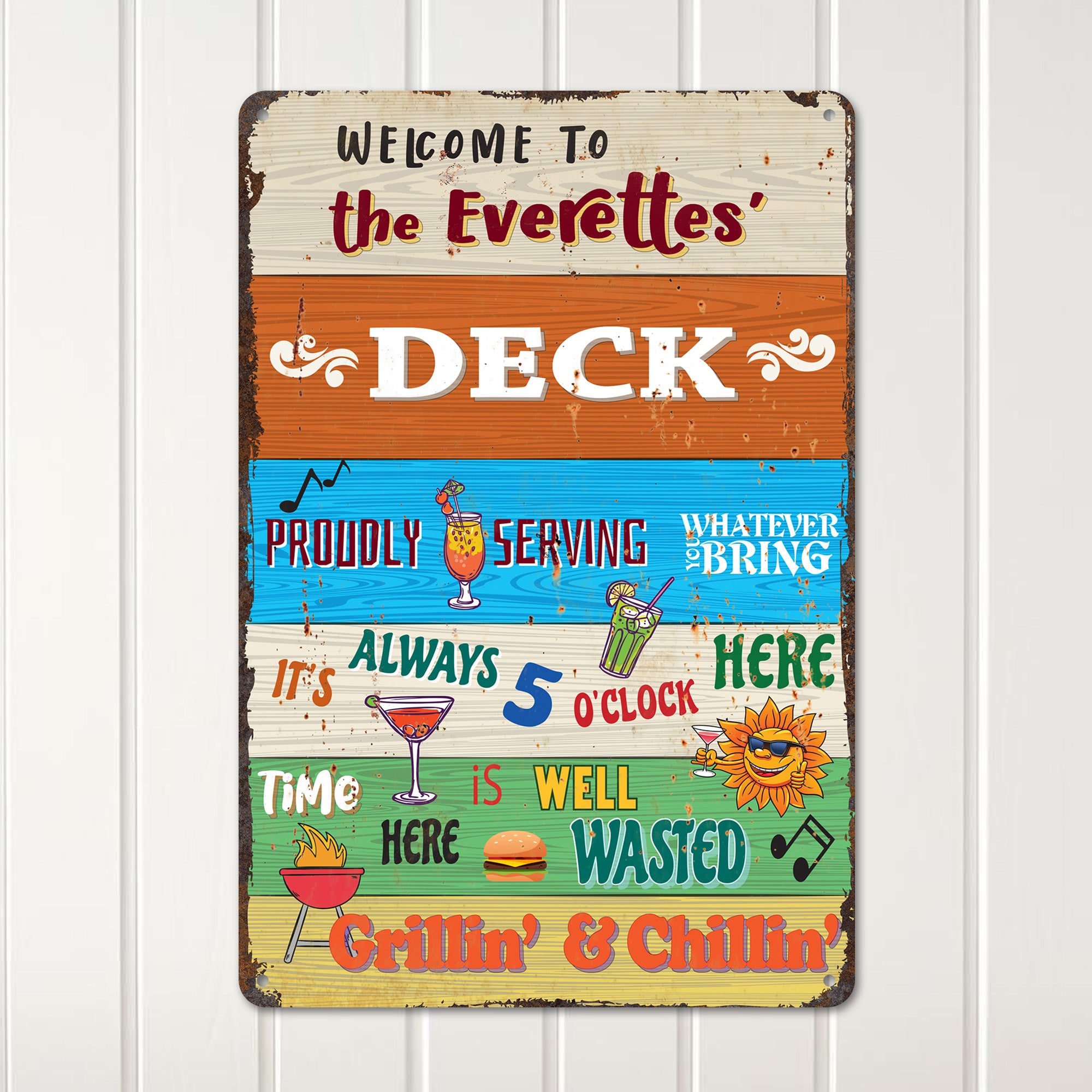 Personalized Rustic Metal Sign for Outdoor Decks – Custom Family Name, Vibrant Colors & Charming Vintage Design - Image 2
