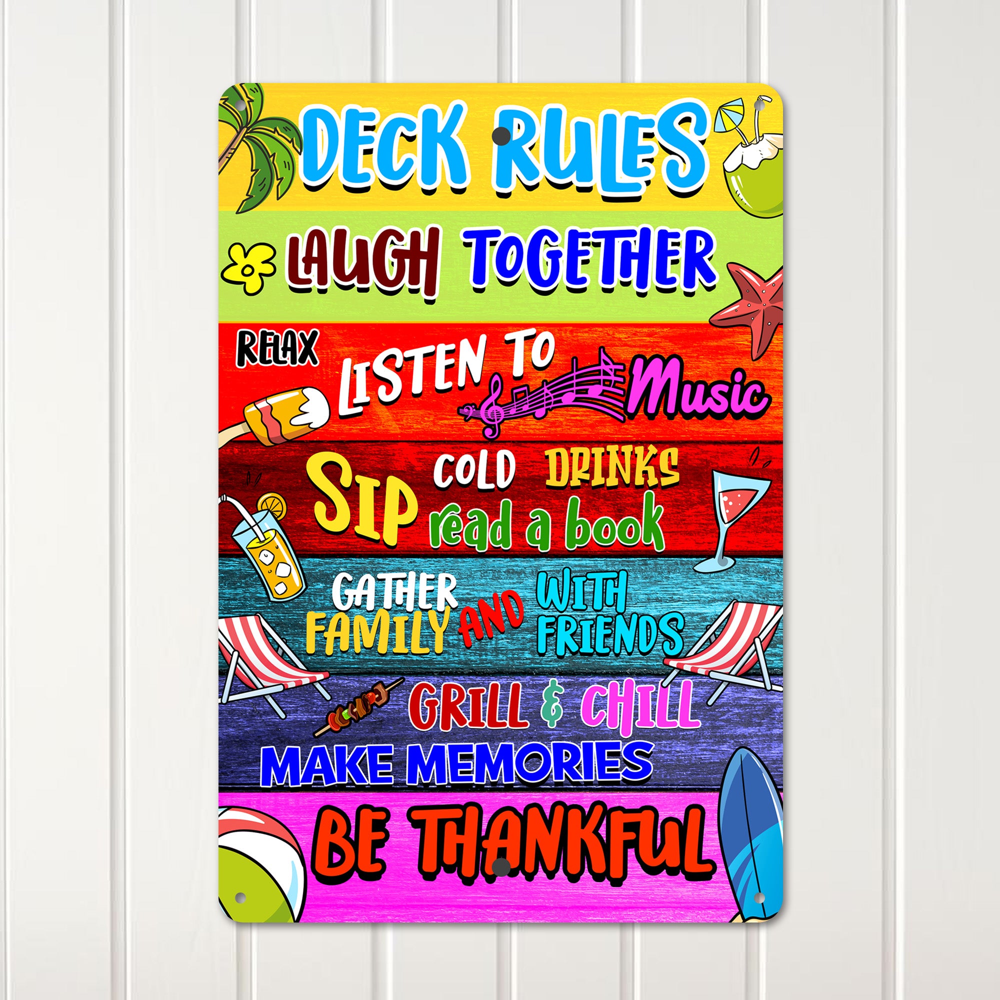 Personalized Vibrant Metal Deck Rules Sign – Customizable Outdoor Decor for Family Gatherings & Relaxation - Image 2