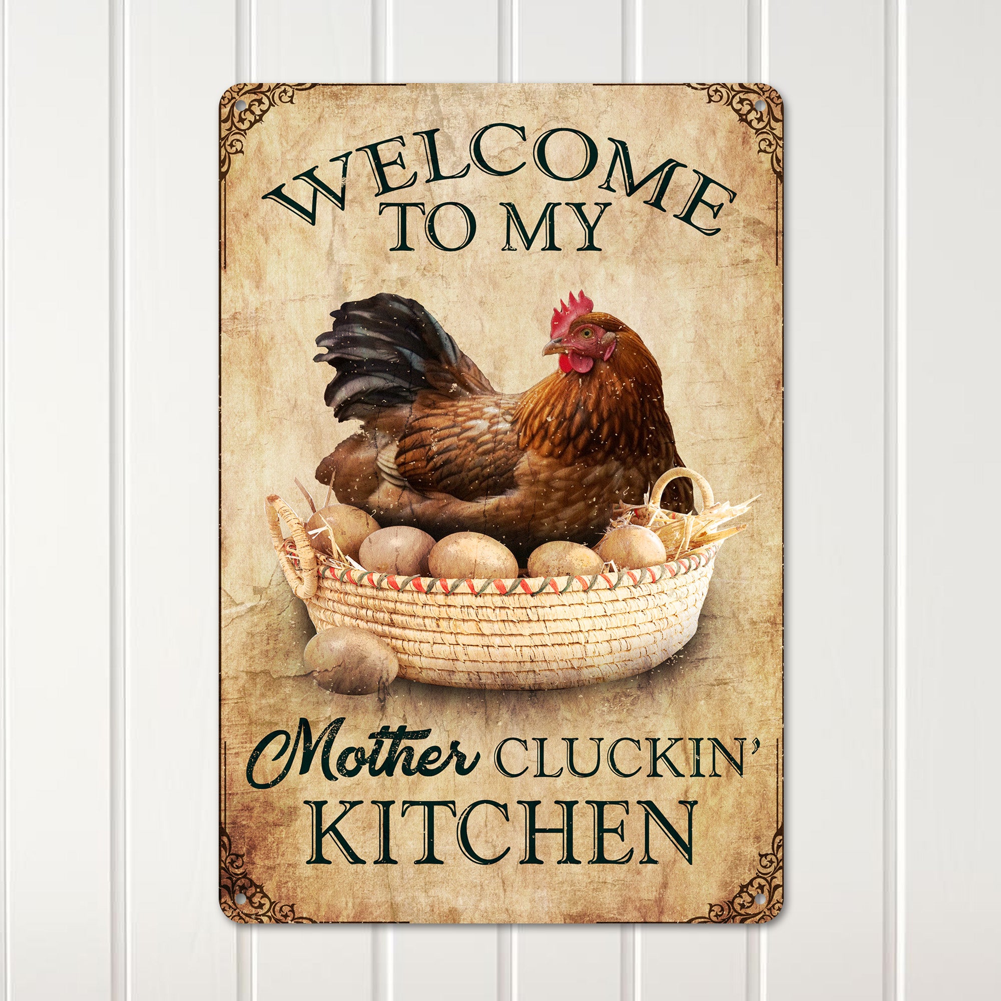 Personalized Rustic "Mother Cluckin’ Kitchen" Metal Sign - Perfect Farmhouse Decor Gift for Moms and Chicken Enthusiasts - Image 2