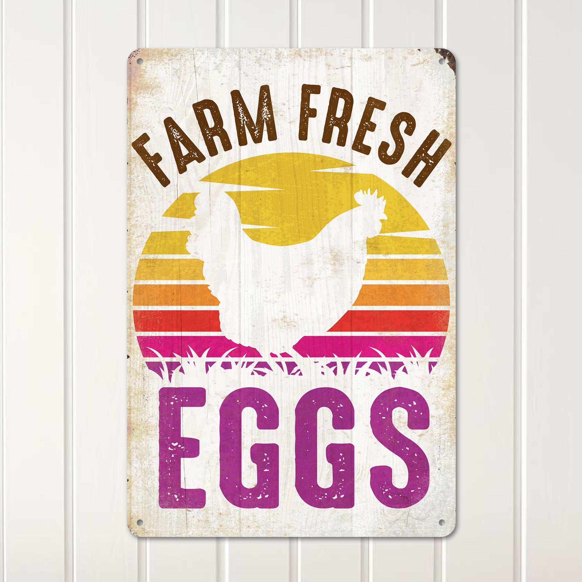 Personalized Farm Fresh Eggs Metal Sign - Rustic Vintage Decor for Kitchens and Farmhouses - Image 2