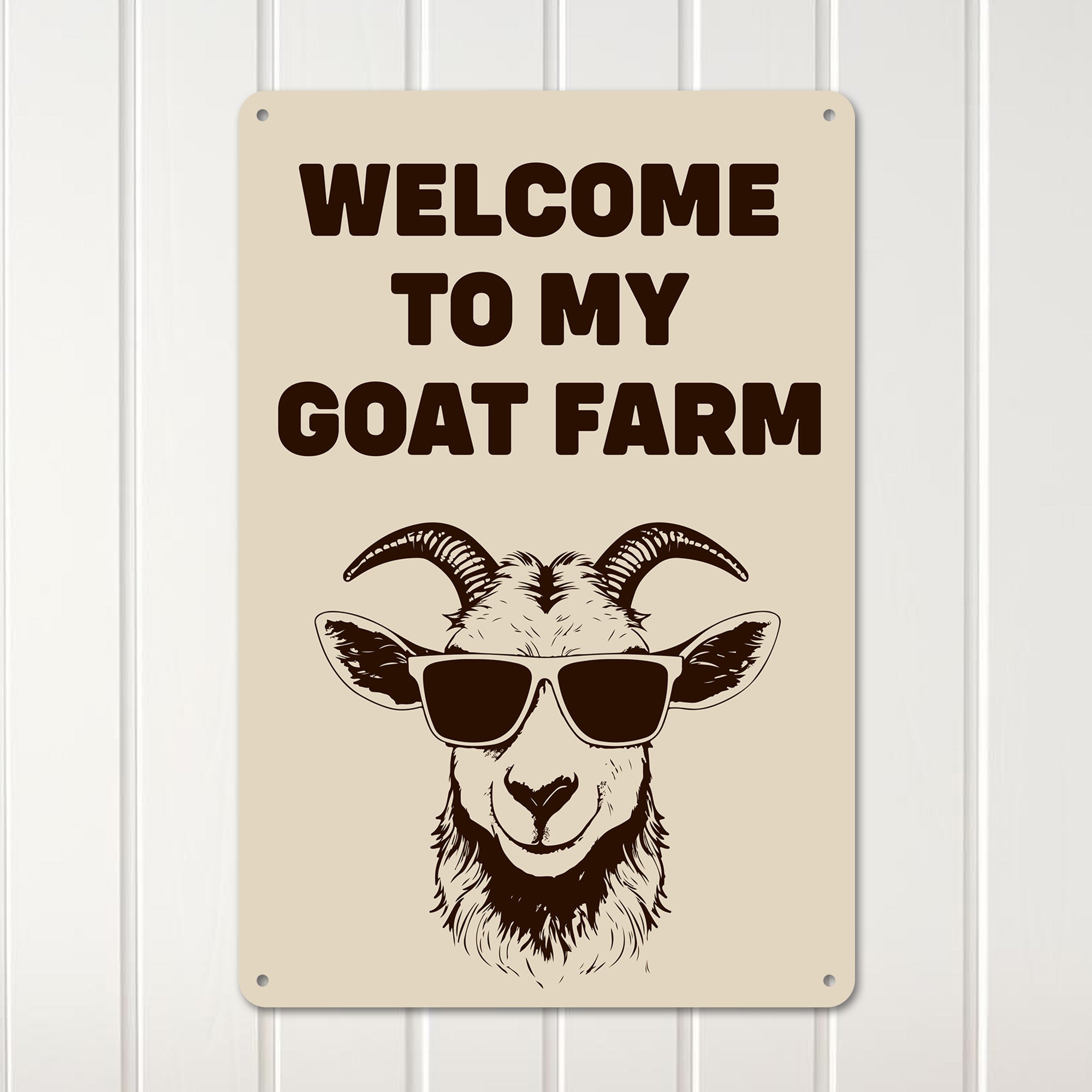 Personalized Rustic Metal Goat Farm Sign with Sunglasses – Perfect Gift for Animal Lovers and Farm Decor Enthusiasts - Image 3
