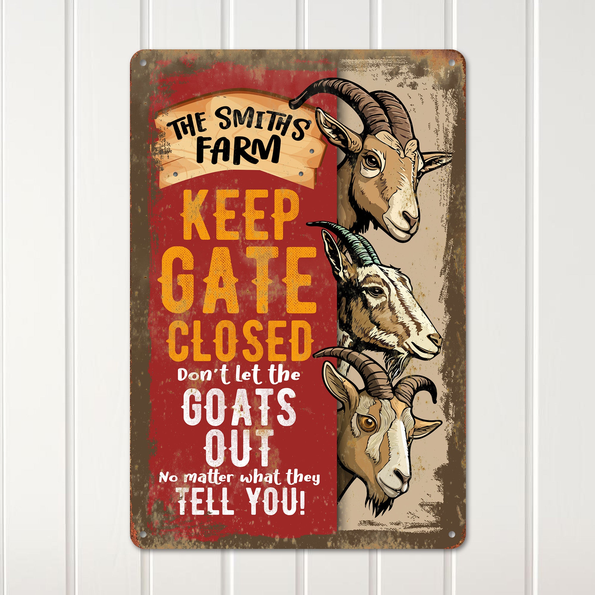 Personalized Farm Metal Sign - Rustic Goat Design for Home and Garden Decor, Perfect Gift for Farm Owners - Image 2