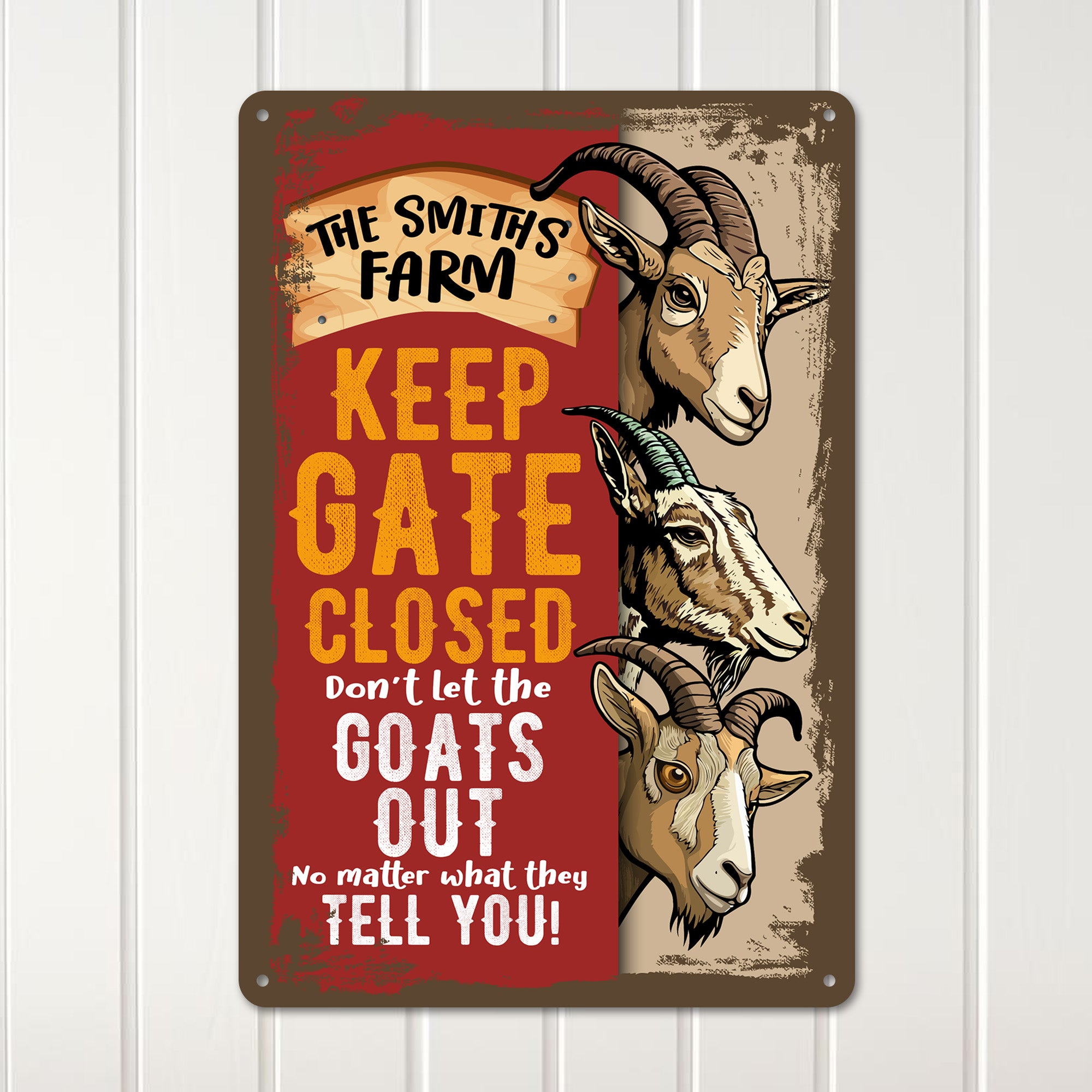 Personalized Farm Metal Sign - Rustic Goat Design for Home and Garden Decor, Perfect Gift for Farm Owners - Image 3