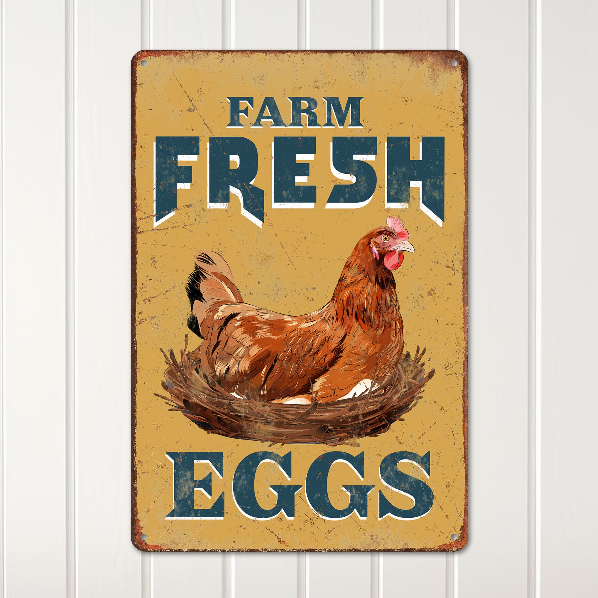 Personalized Vintage Farm Fresh Eggs Metal Sign – Rustic Decor for Kitchen, Farmers Market, or Gift for Chicken Enthusiasts - Image 2
