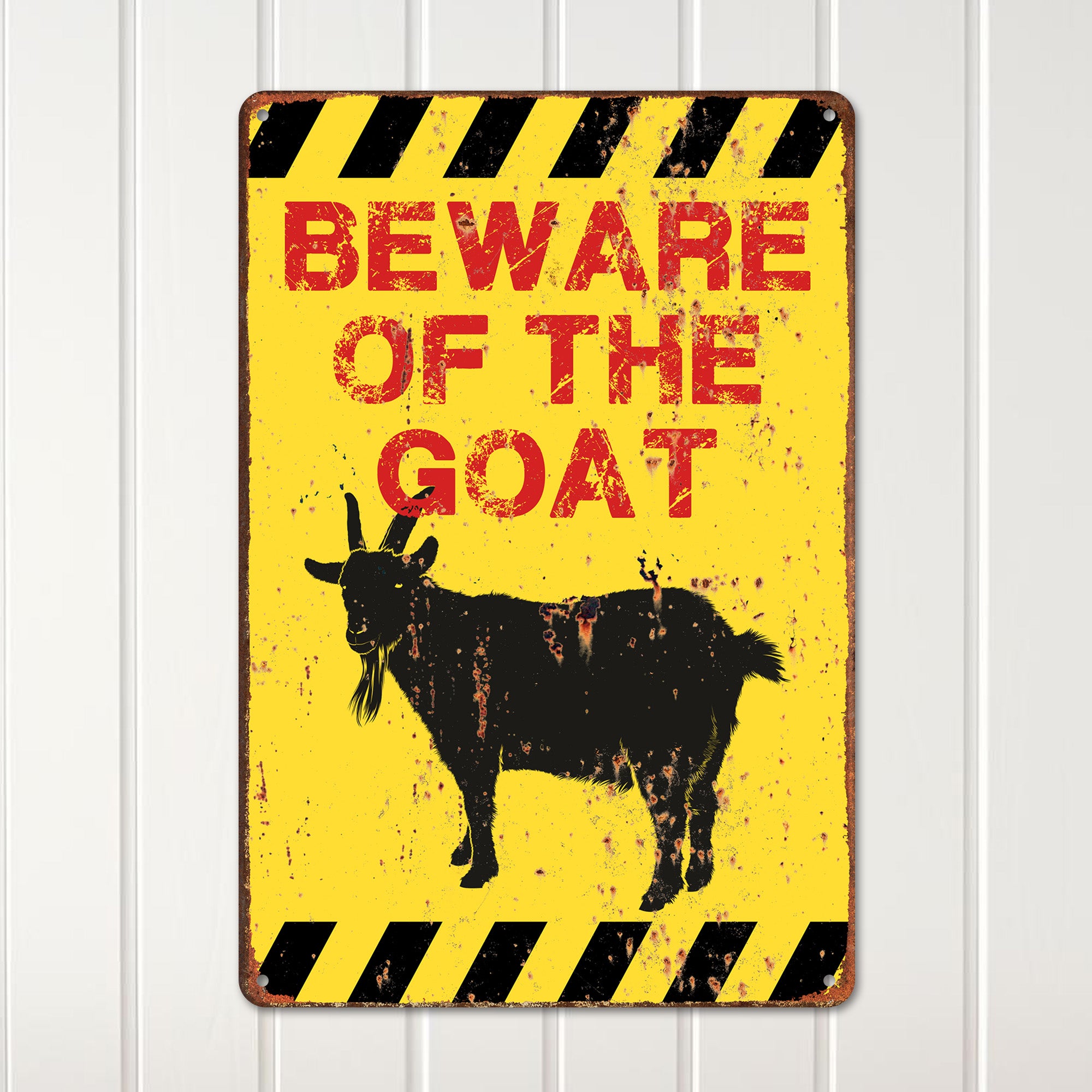 Rustic "Beware of the Goat" Vintage Metal Sign – Personalized Farm Decor, Perfect for Goat Lovers and Unique Gifts - Image 2