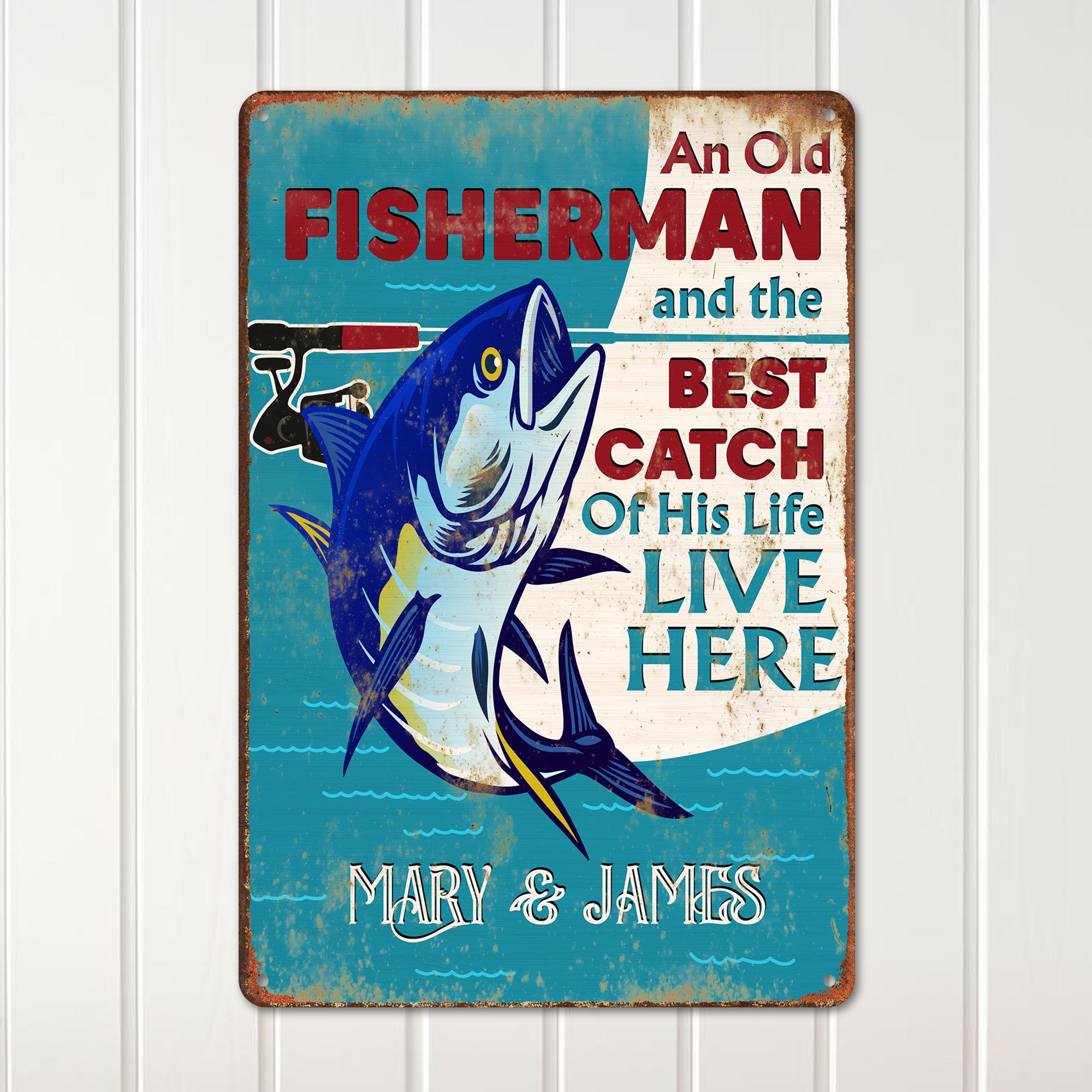 Personalized Vintage Fisherman Metal Sign – Custom Name Decor for Home or Cabin, Perfect Gift for Fishing Lovers - Image 2