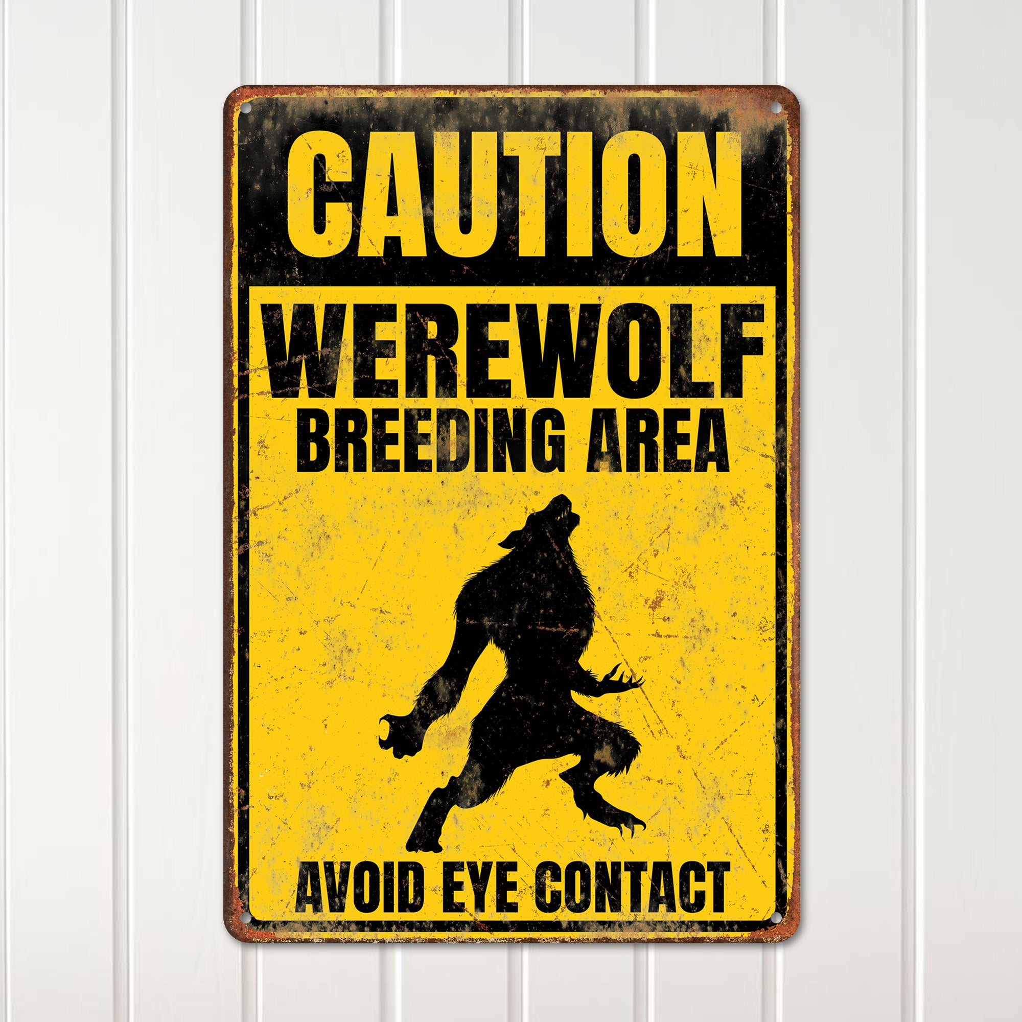 Personalized Werewolf Breeding Area Caution Sign - Vintage Look Metal Signage for Halloween Decor & Unique Gift Ideas - Image 2