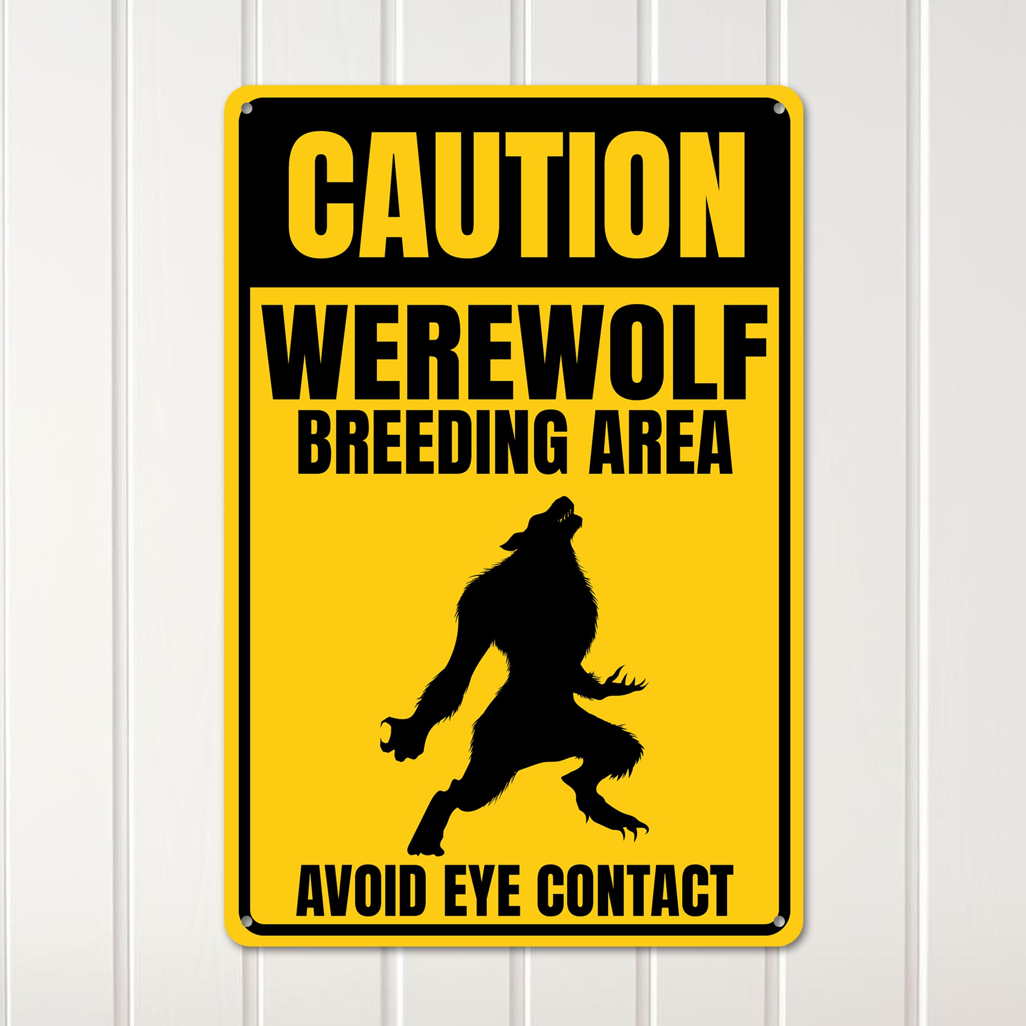 Personalized Werewolf Breeding Area Caution Sign - Vintage Look Metal Signage for Halloween Decor & Unique Gift Ideas - Image 3