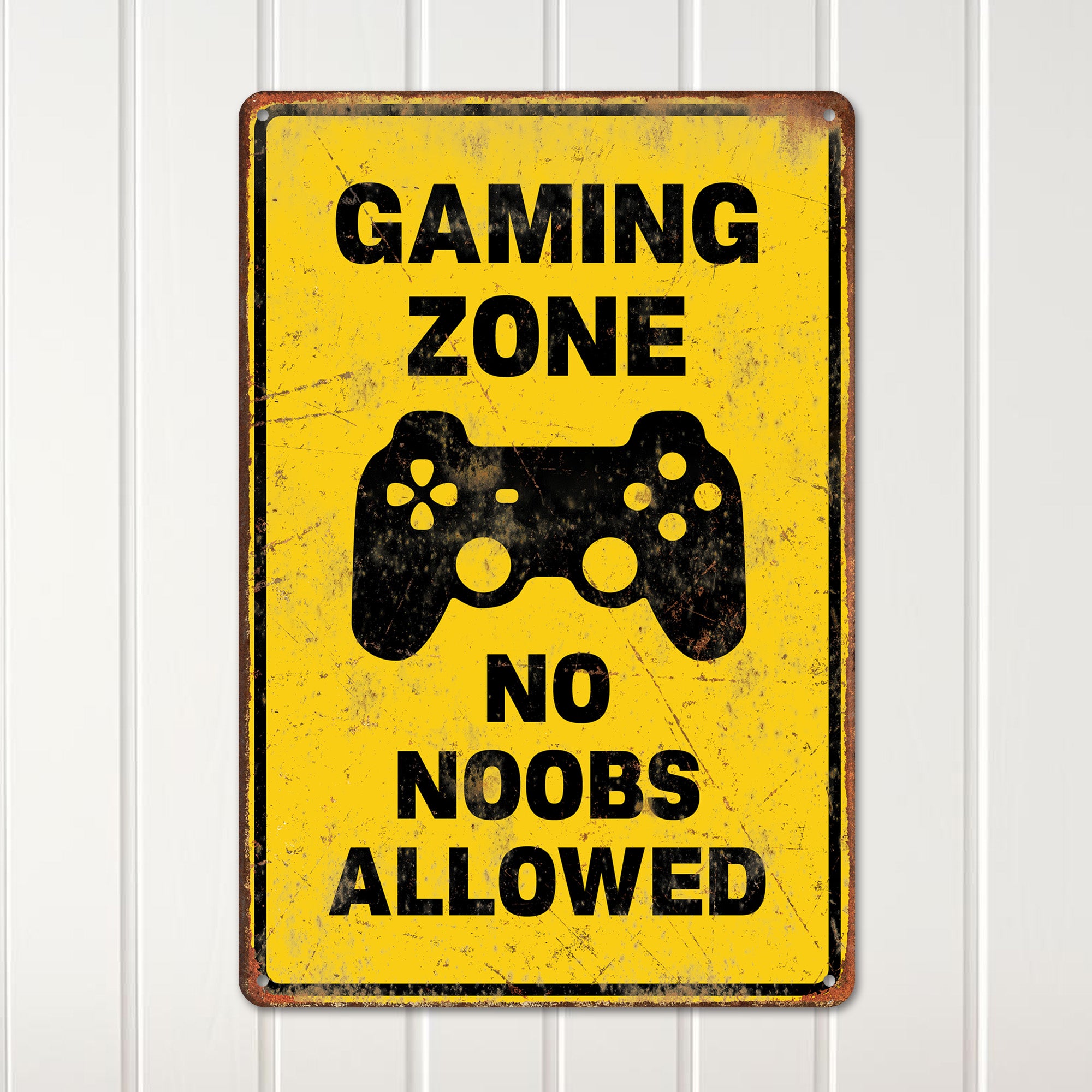 Personalized "Gaming Zone - No Noobs Allowed" Rustic Metal Sign: Perfect Handmade Gift for Gamers - Image 2