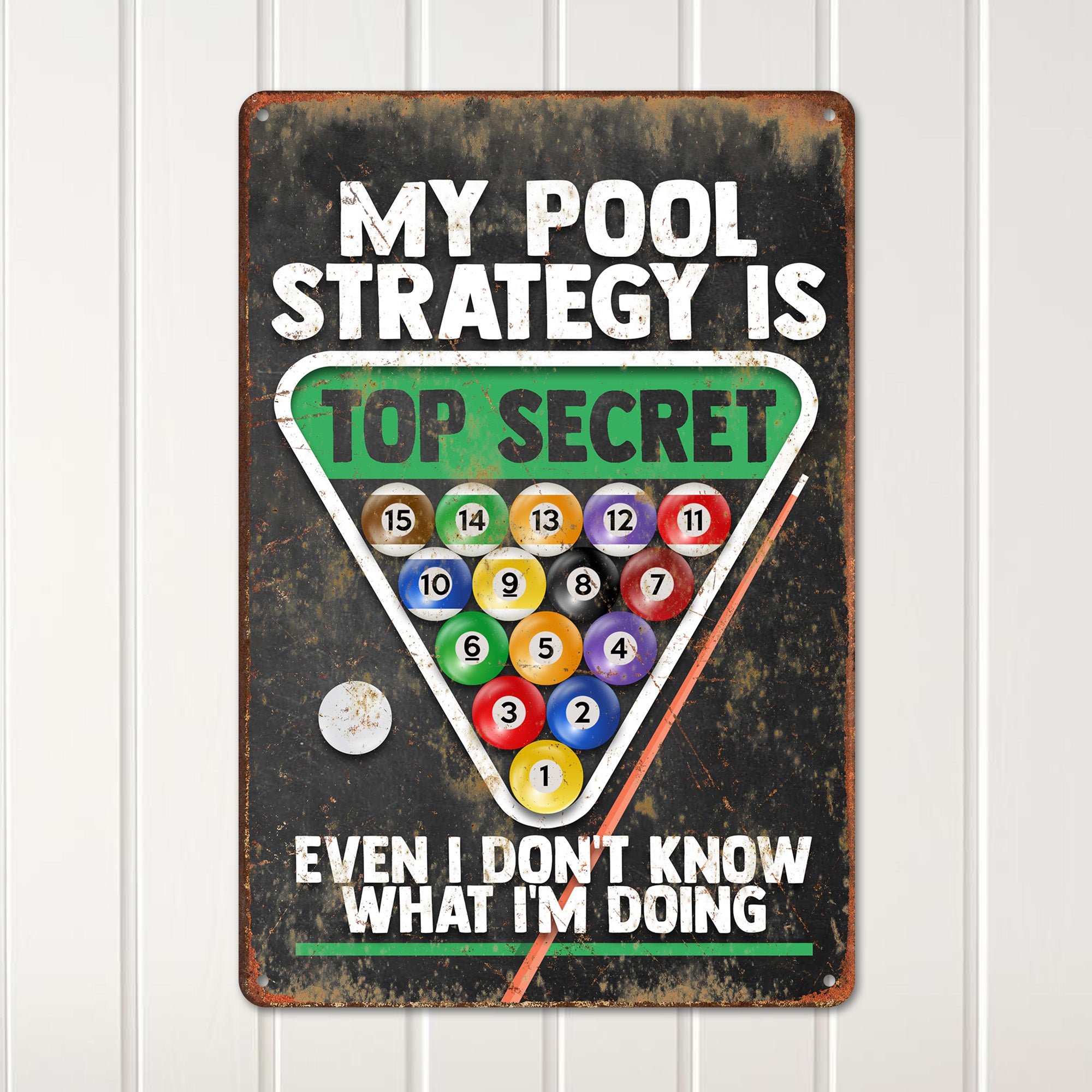 Personalized Rustic Pool Strategy Metal Sign – Perfect Gift for Pool Enthusiasts, Handmade Vintage Look - Image 2