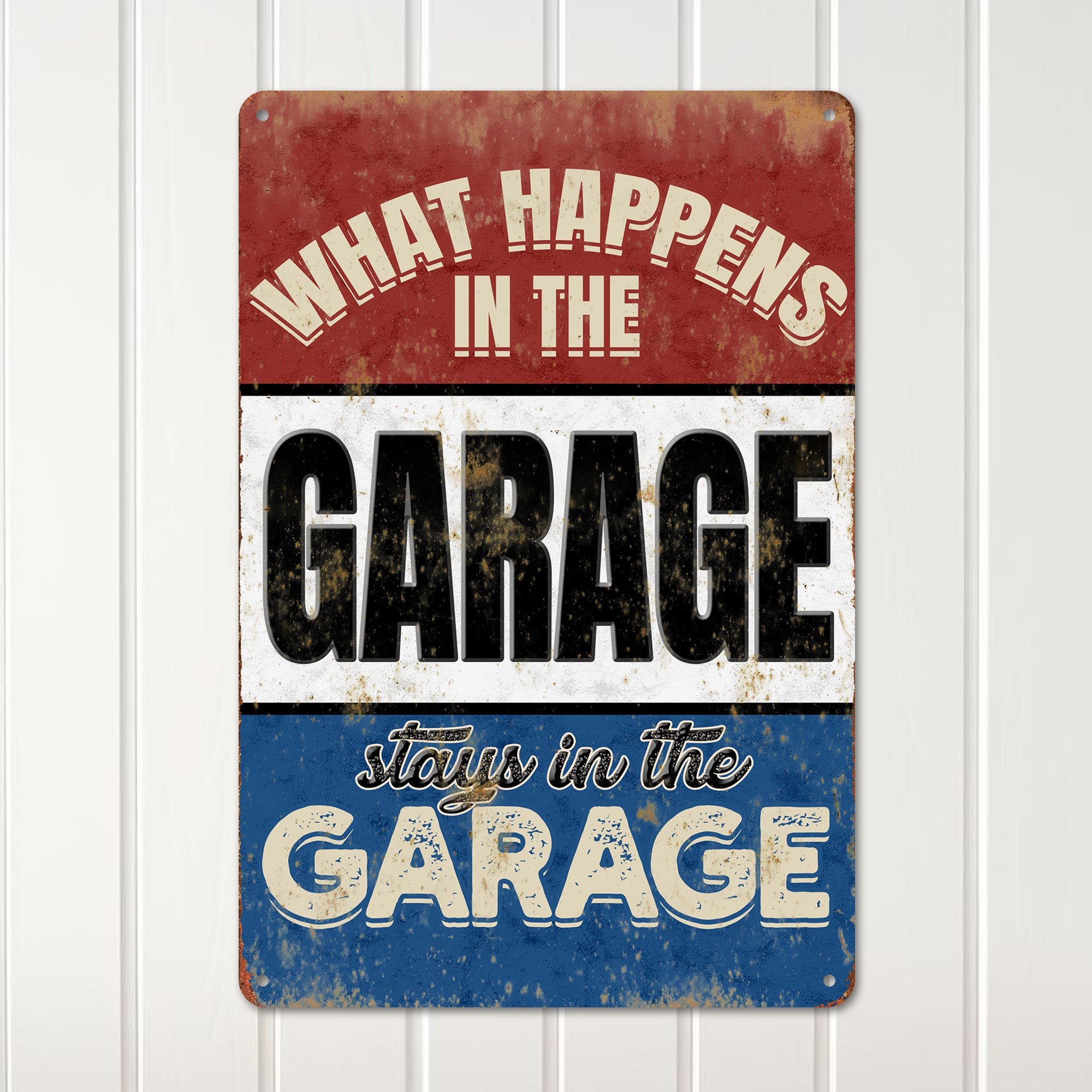 Personalized Vintage Style Metal Sign for Garages - "What Happens in the Garage Stays in the Garage" - Durable and Customizable Gift for Car Enthusiasts - Image 2