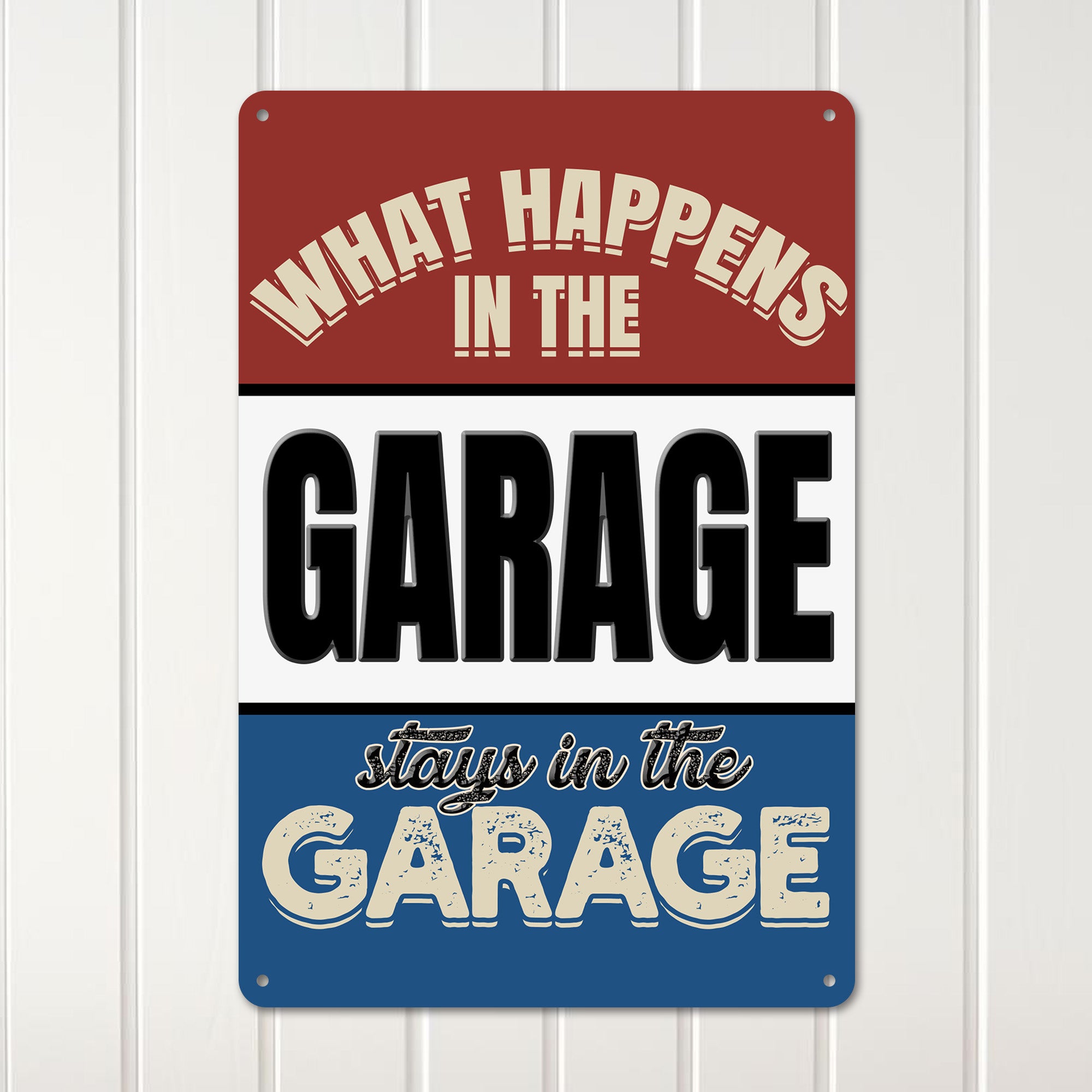 Personalized Vintage Style Metal Sign for Garages - "What Happens in the Garage Stays in the Garage" - Durable and Customizable Gift for Car Enthusiasts - Image 3