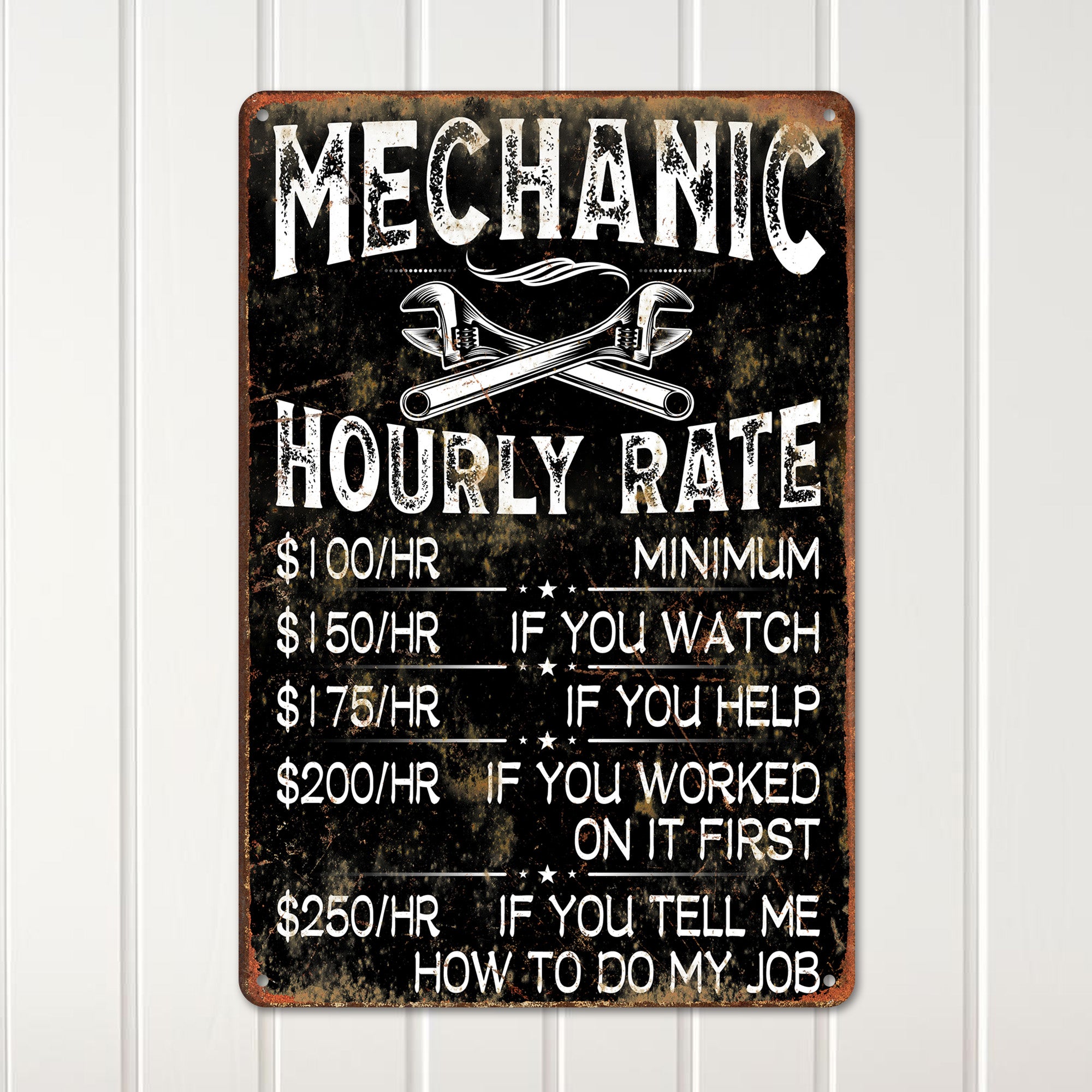 Personalized Mechanic Hourly Rate Sign – Custom Metal Garage Wall Decor for Him, Funny Gift for Car Enthusiasts - Image 2