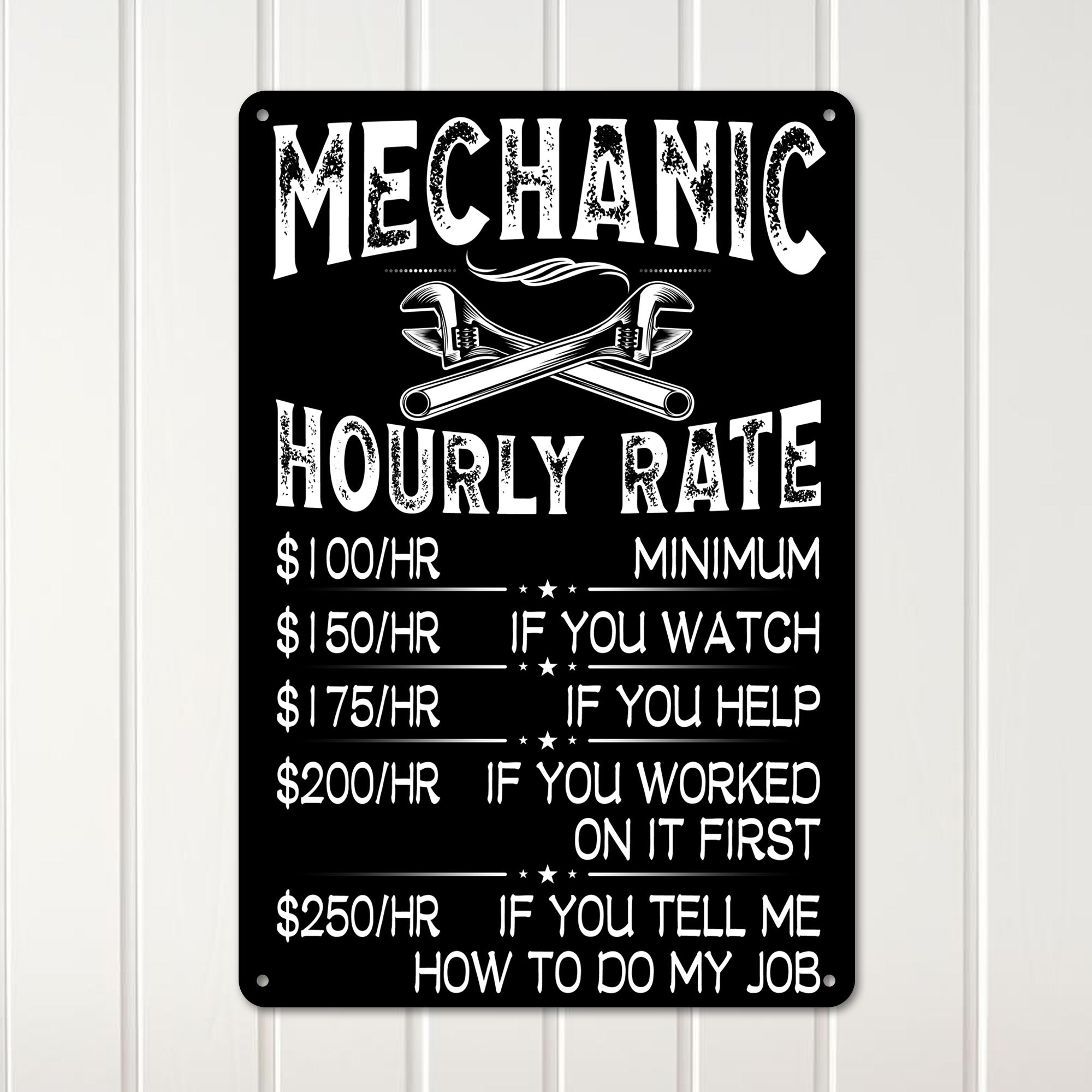 Personalized Mechanic Hourly Rate Sign – Custom Metal Garage Wall Decor for Him, Funny Gift for Car Enthusiasts - Image 3
