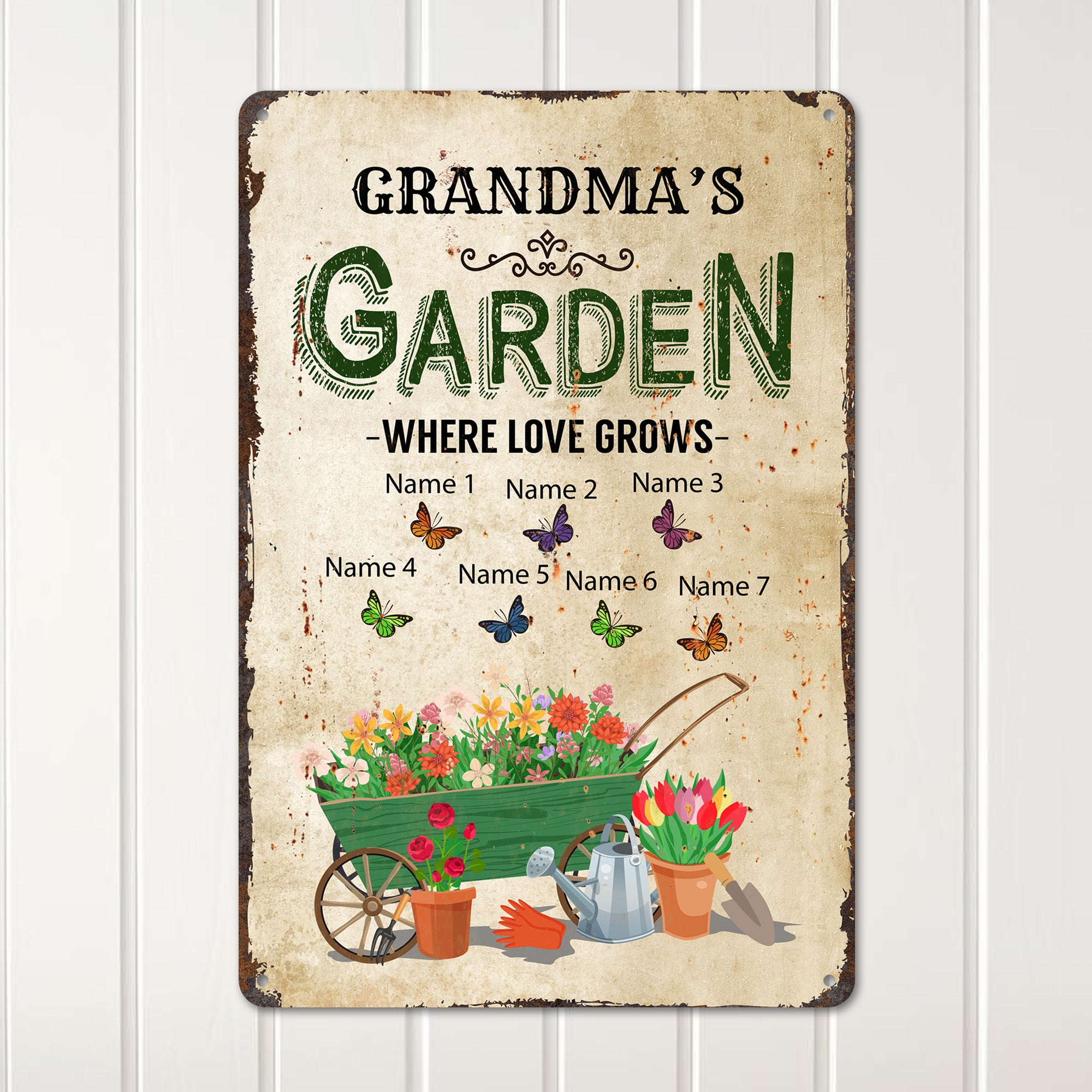 Personalized "Grandma's Garden" Metal Sign – Where Love Grows, Custom Butterfly Design for Grandchildren's Names, Perfect Handmade Gift - Image 2