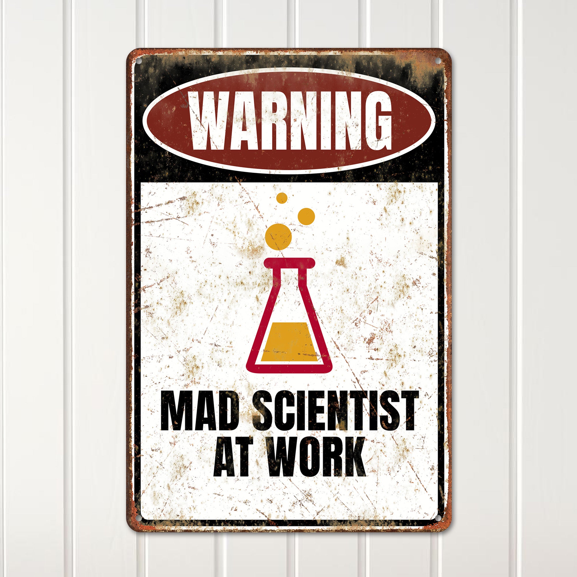 Vintage-Inspired "Mad Scientist at Work" Personalized Metal Sign - Unique Handmade Gift for Science Lovers - Image 2