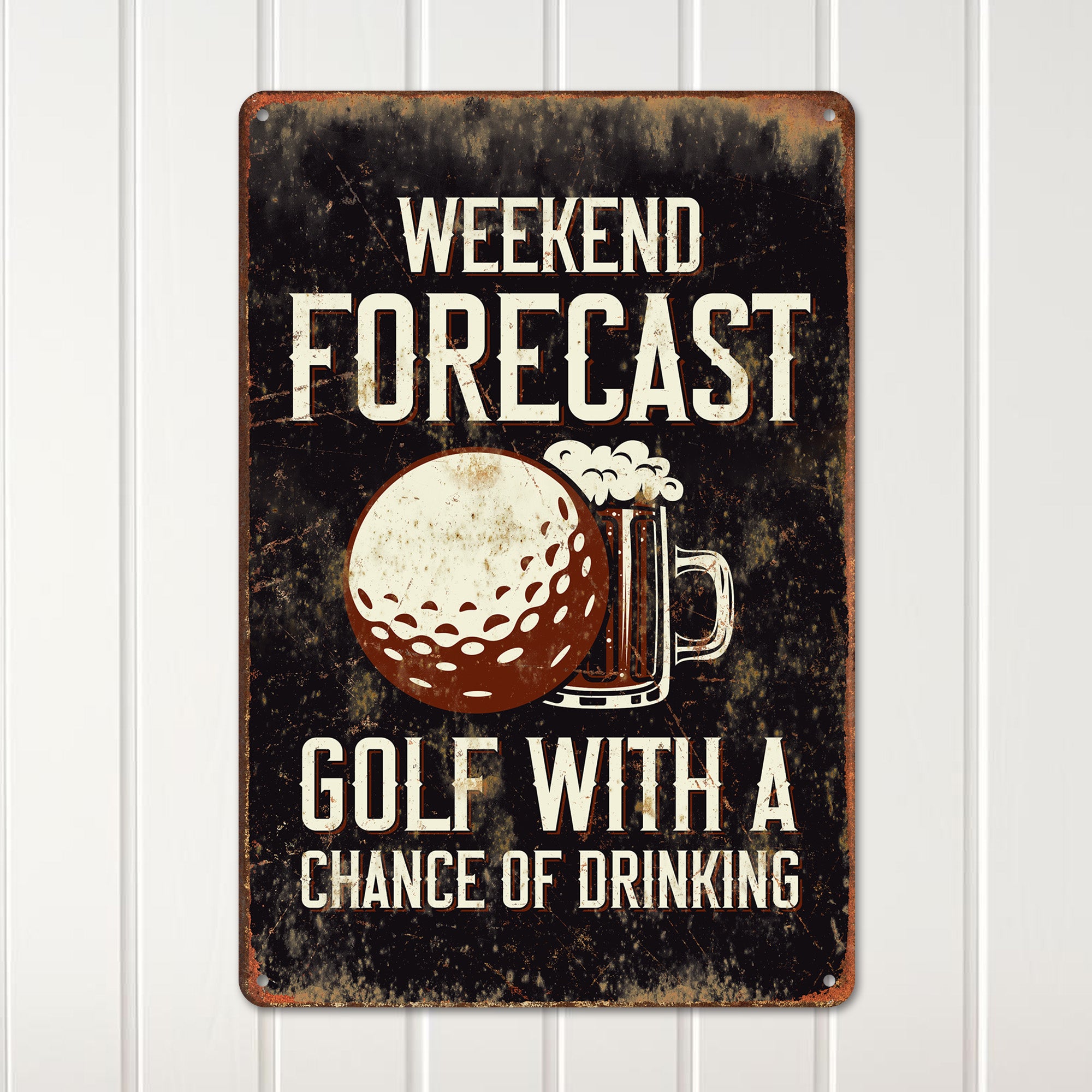 Personalized Vintage Metal Sign - Weekend Forecast: Golf with a Chance of Drinking - Customizable Gift for Golf Lovers - Image 2