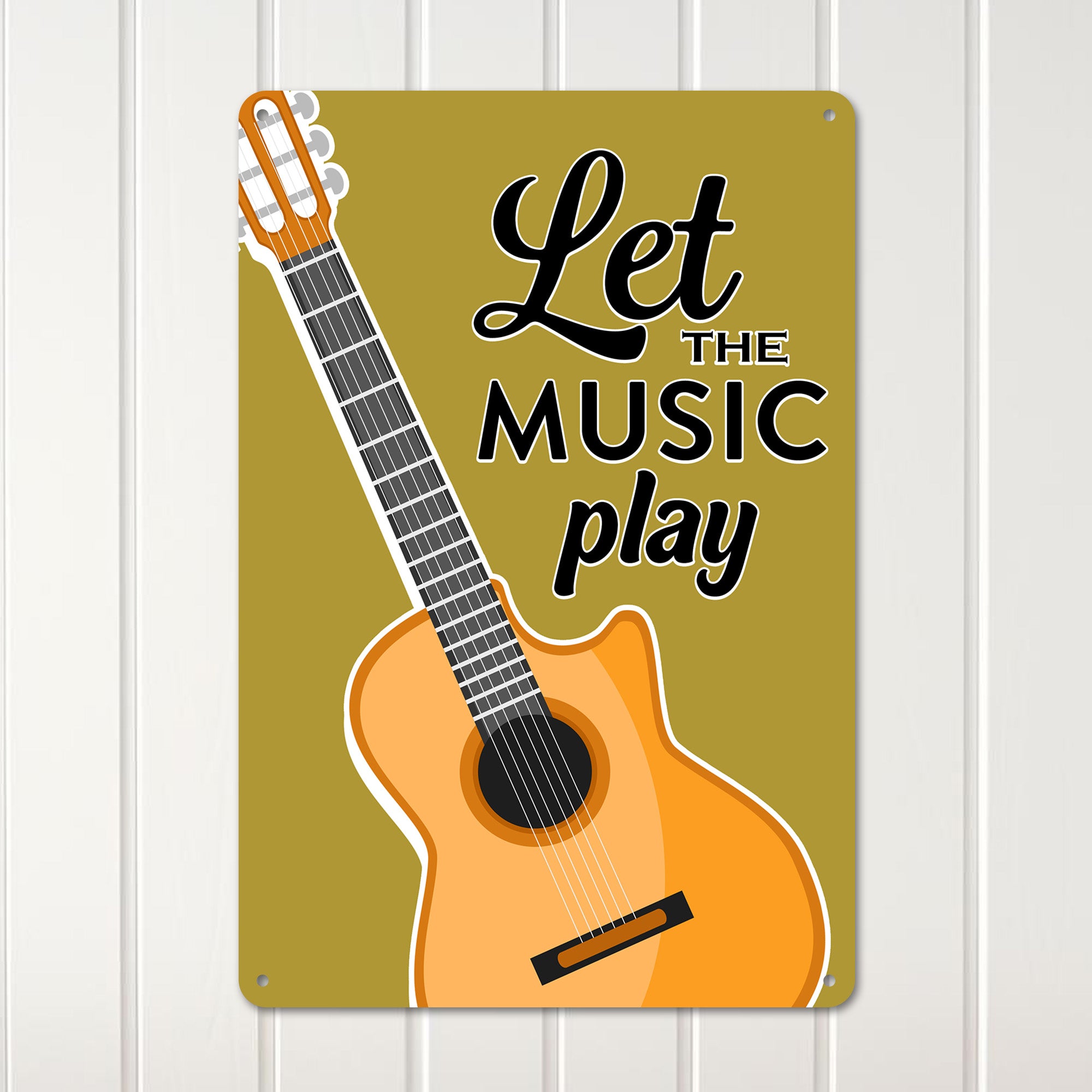 Personalized Handmade Metal Sign - "Let the Music Play" Acoustic Guitar Design - Perfect Gift for Music Lovers and Musicians - Image 3