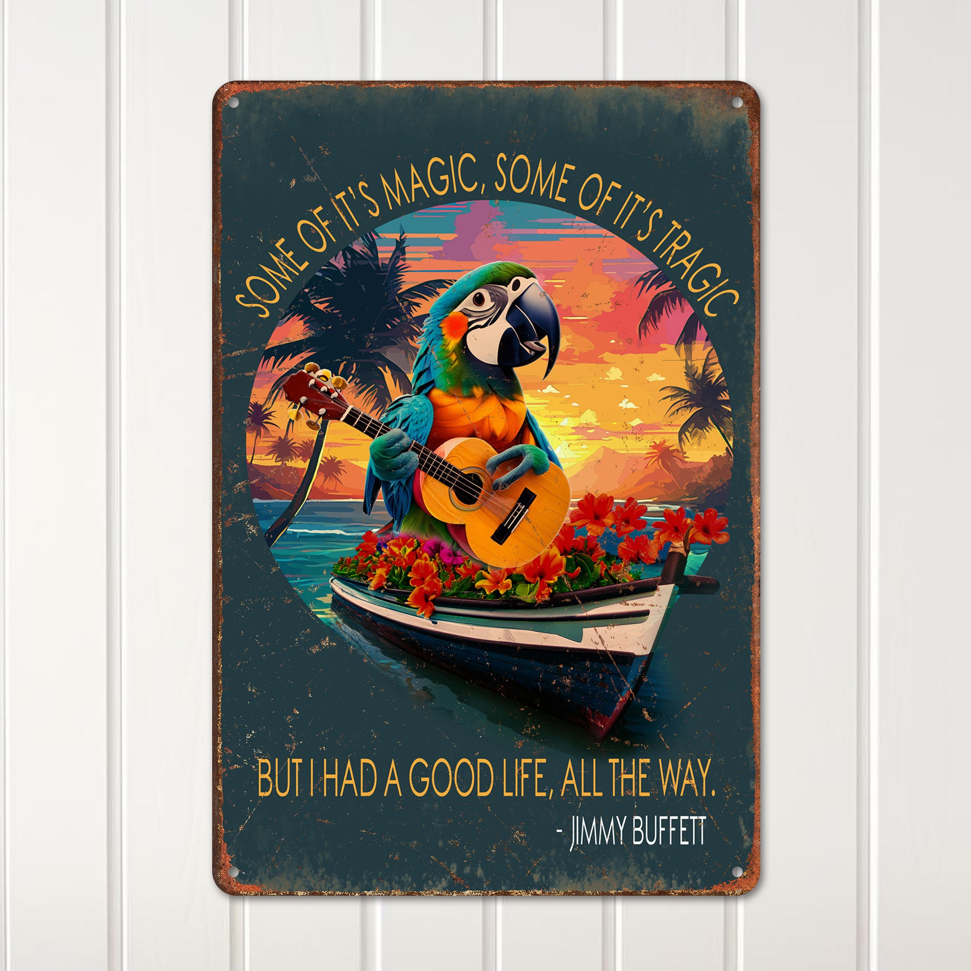 Personalized Tropical Parrot Metal Sign - Handmade Vintage Decor with Inspirational Quote for Gift-Giving - Image 2