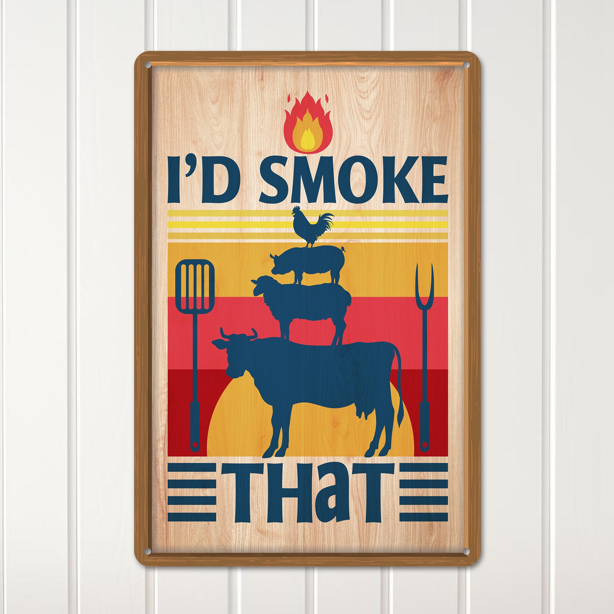 Personalized "I'd Smoke That" Metal Sign – Custom BBQ Art for Grill Enthusiasts and Perfect Gift for Father's Day or Housewarming - Image 2