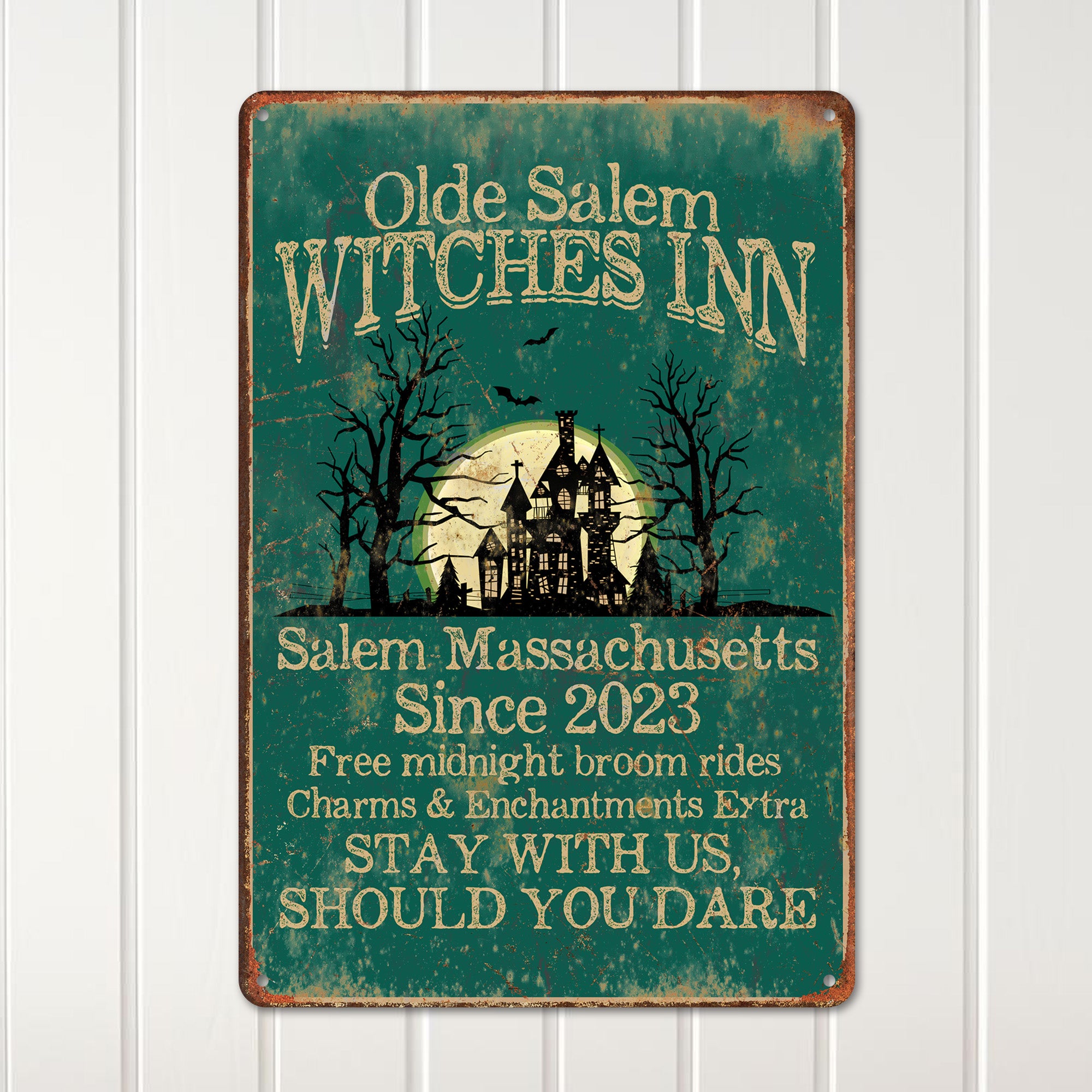 Personalized "Olde Salem Witches Inn" Metal Sign - Vintage Halloween Decor with Custom Options for Halloween Enthusiasts - Image 2