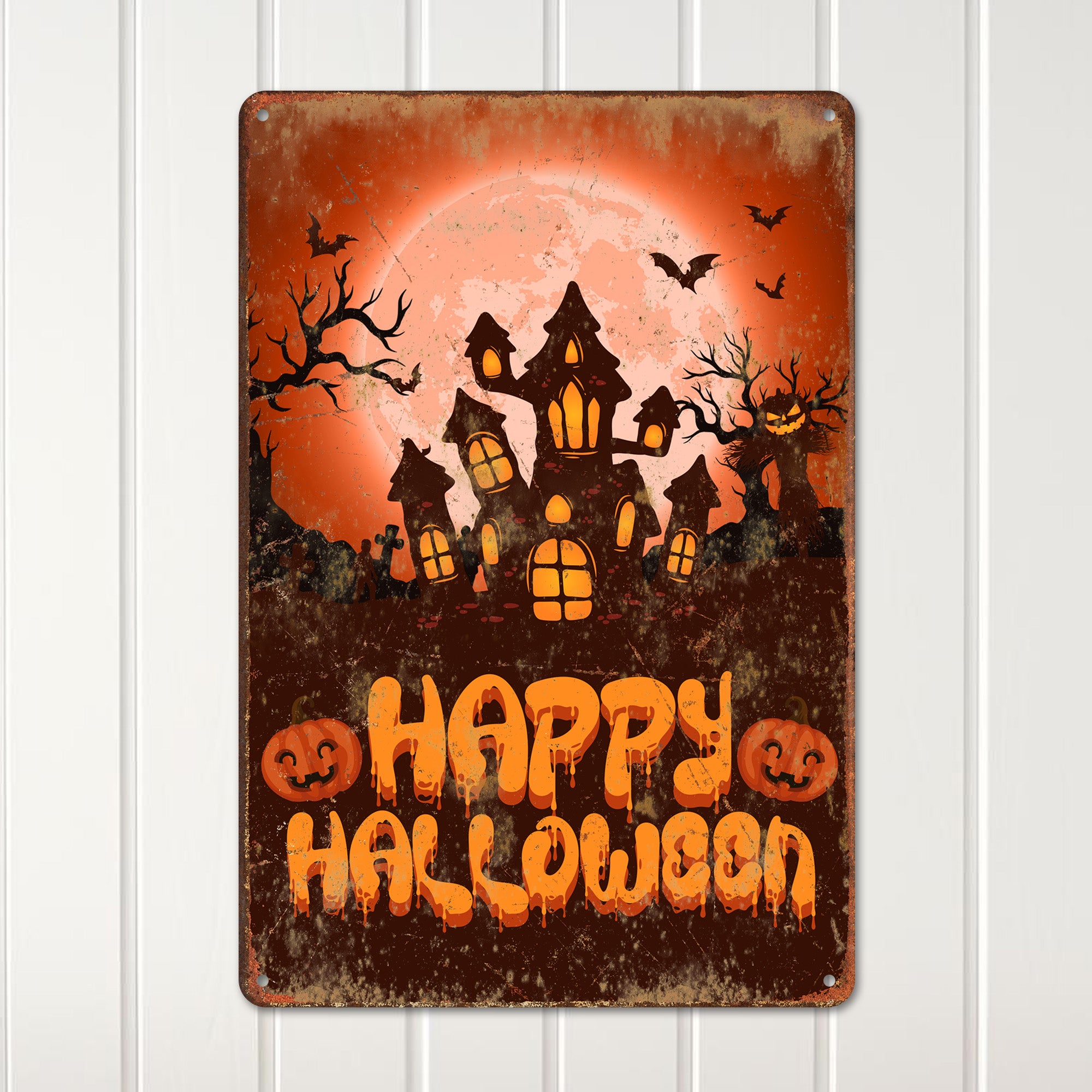 Personalized Halloween Metal Sign - Customizable Haunted House Decor for Spooky Celebrations and Unique Gift Ideas - Image 2