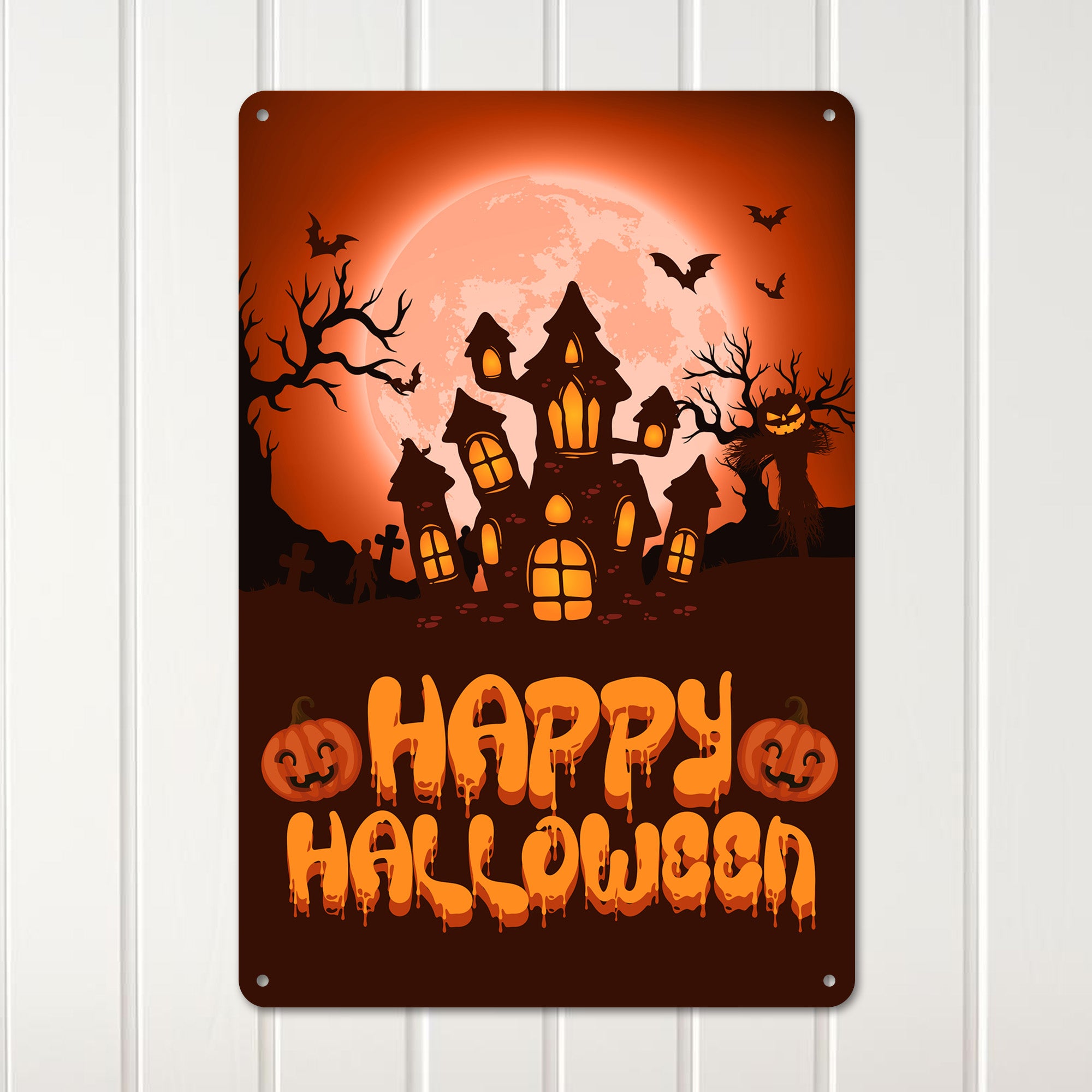 Personalized Halloween Metal Sign - Customizable Haunted House Decor for Spooky Celebrations and Unique Gift Ideas - Image 3