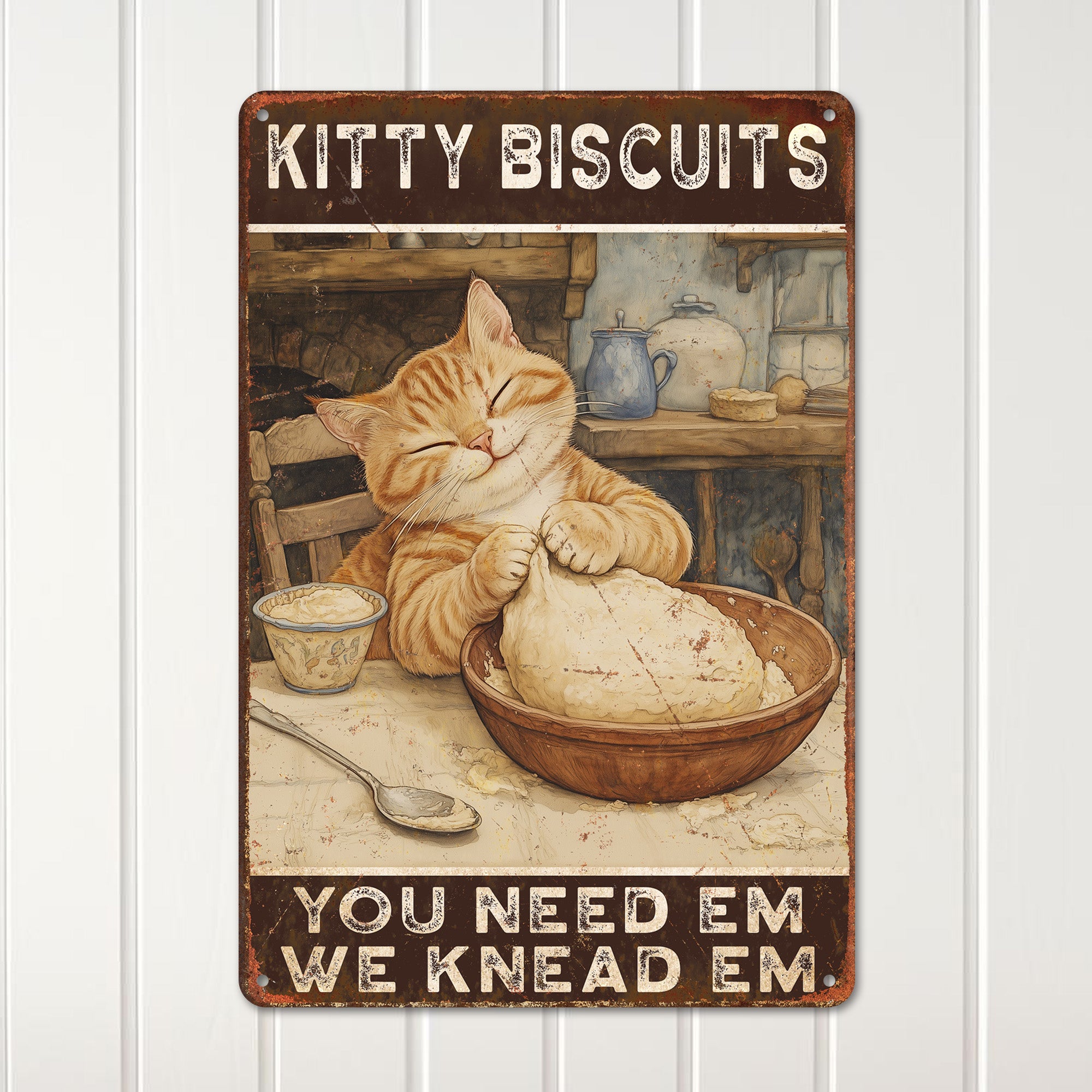 Whimsical Kitty Biscuits Metal Sign – Personalized Kitchen Decor for Cat Lovers and Bakers Alike - Image 2